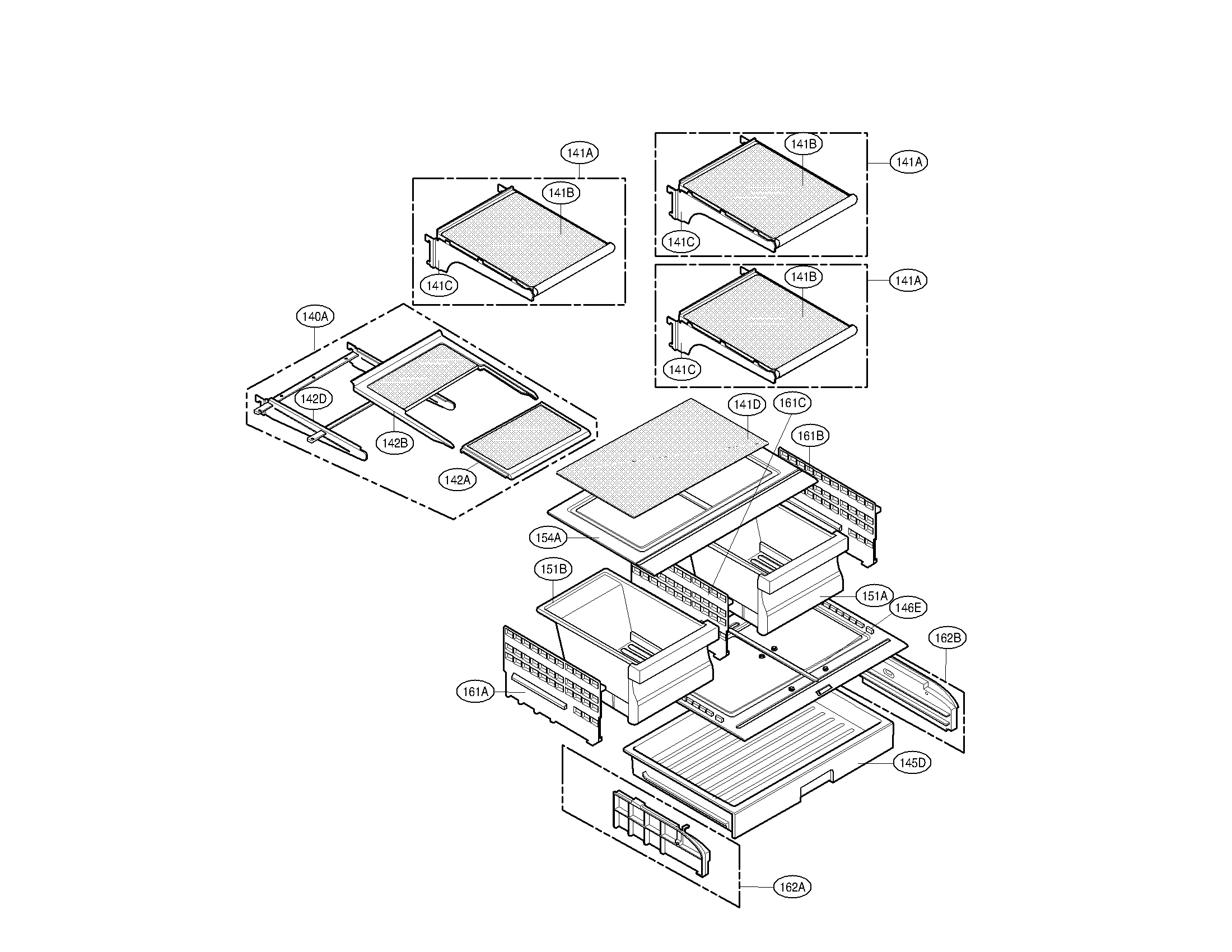 Kenmore Elite 79579753904 refrigerator compartment parts diagram