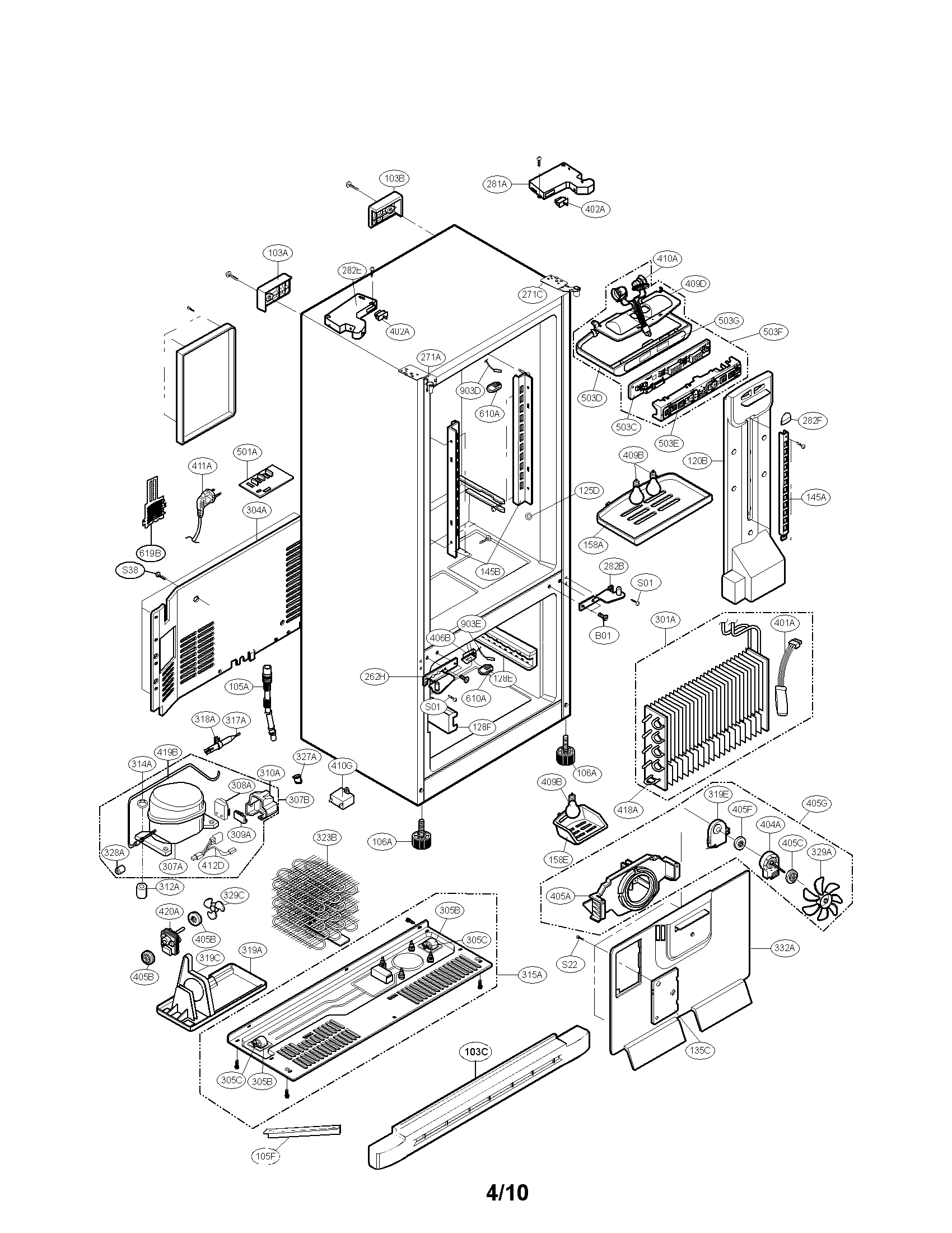 Kenmore 79578309805 case parts diagram