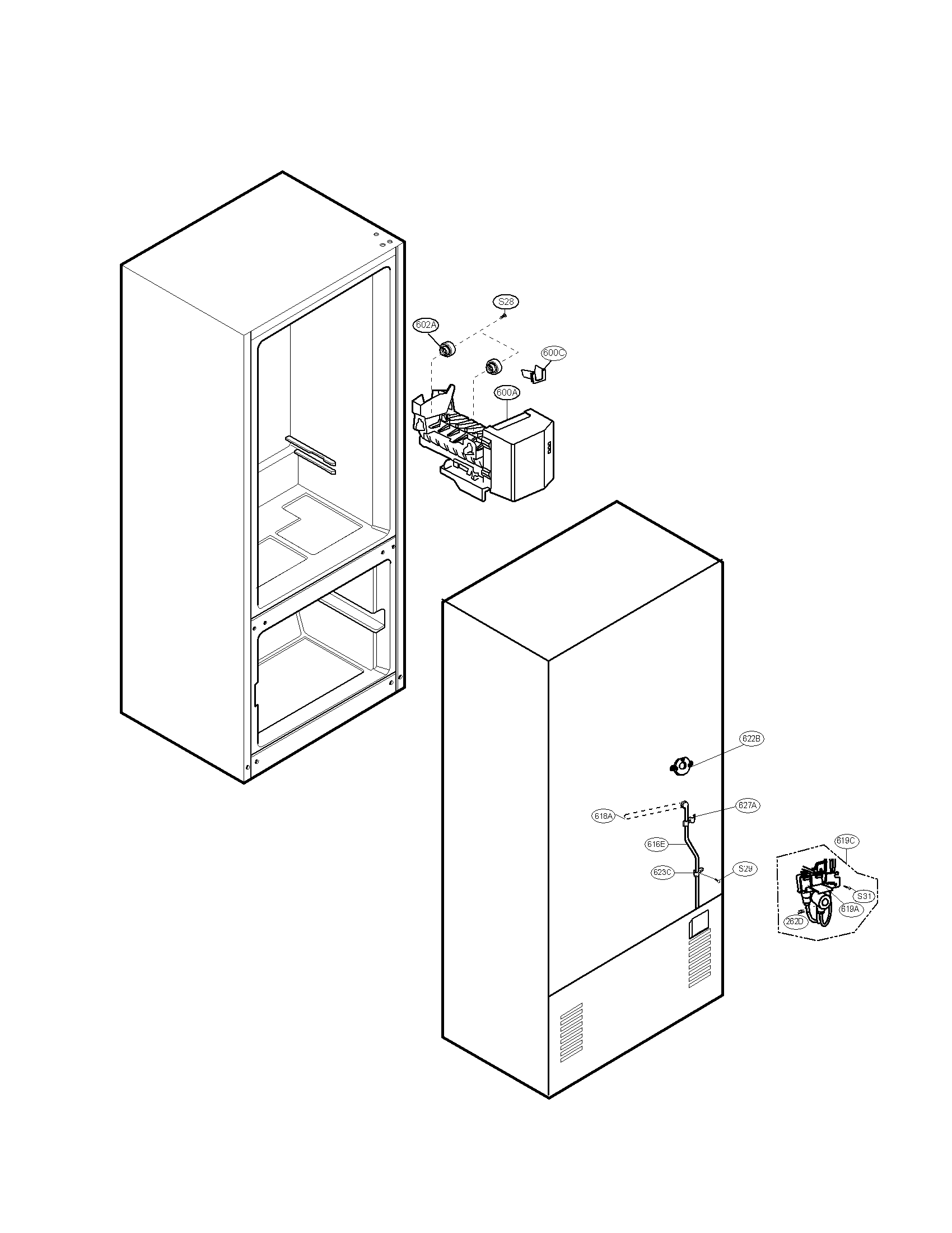 Kenmore 79578309805 ice maker parts diagram