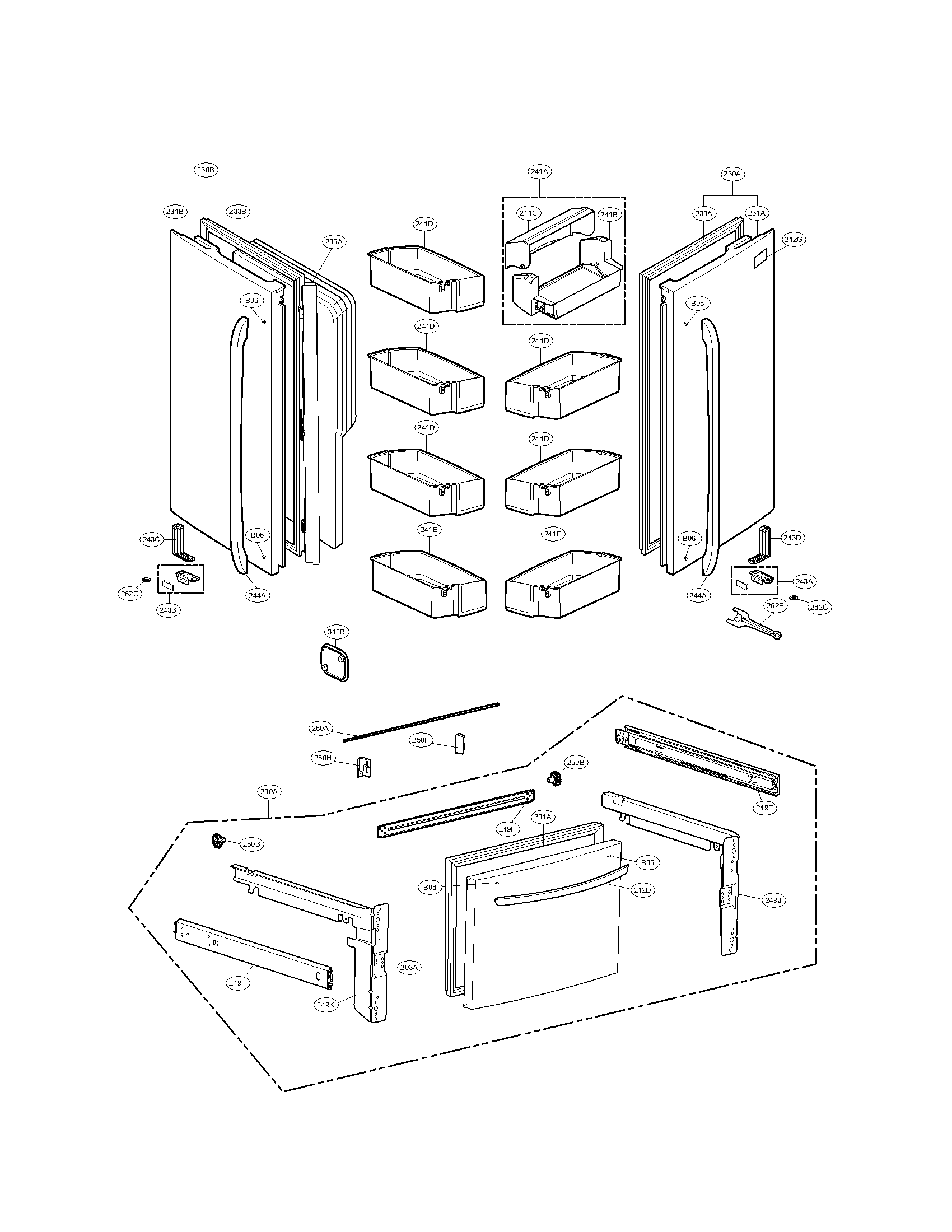 Kenmore Elite 79571043010 door parts diagram
