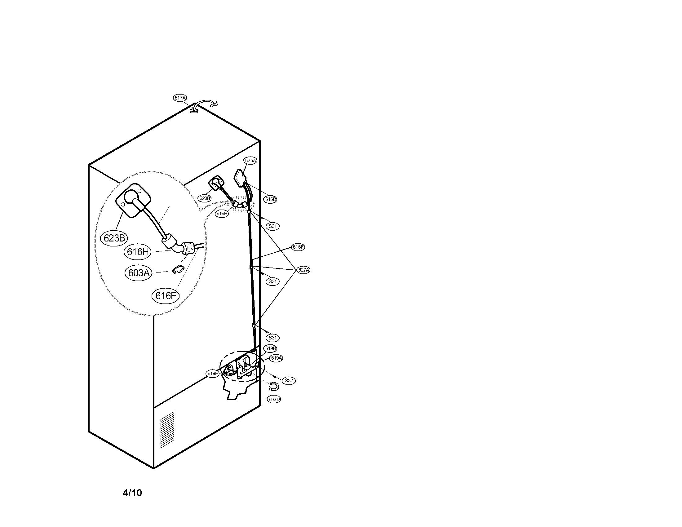 Kenmore Elite 79578503801 valve and water tube parts diagram