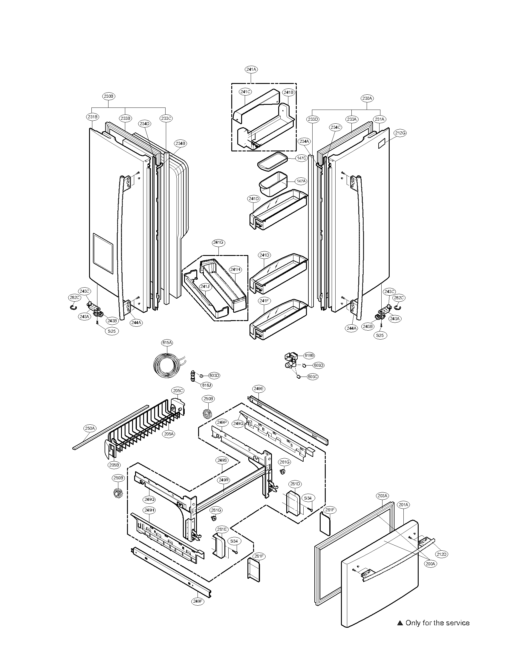 Kenmore Elite 79578503801 door parts diagram