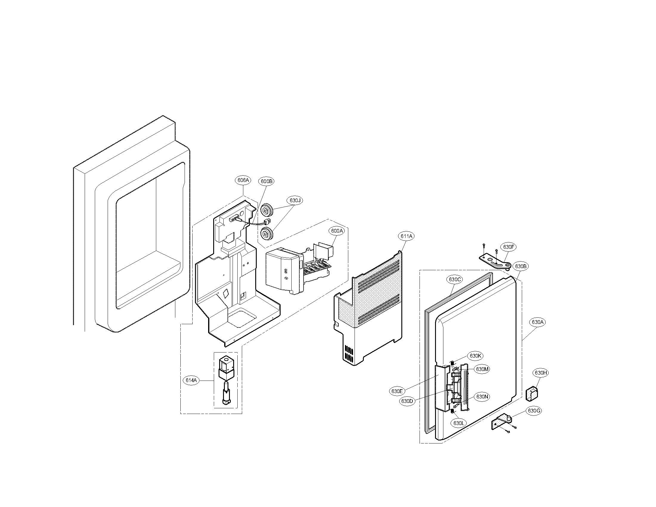 Kenmore Elite 79578503801 ice maker and ice bank parts diagram