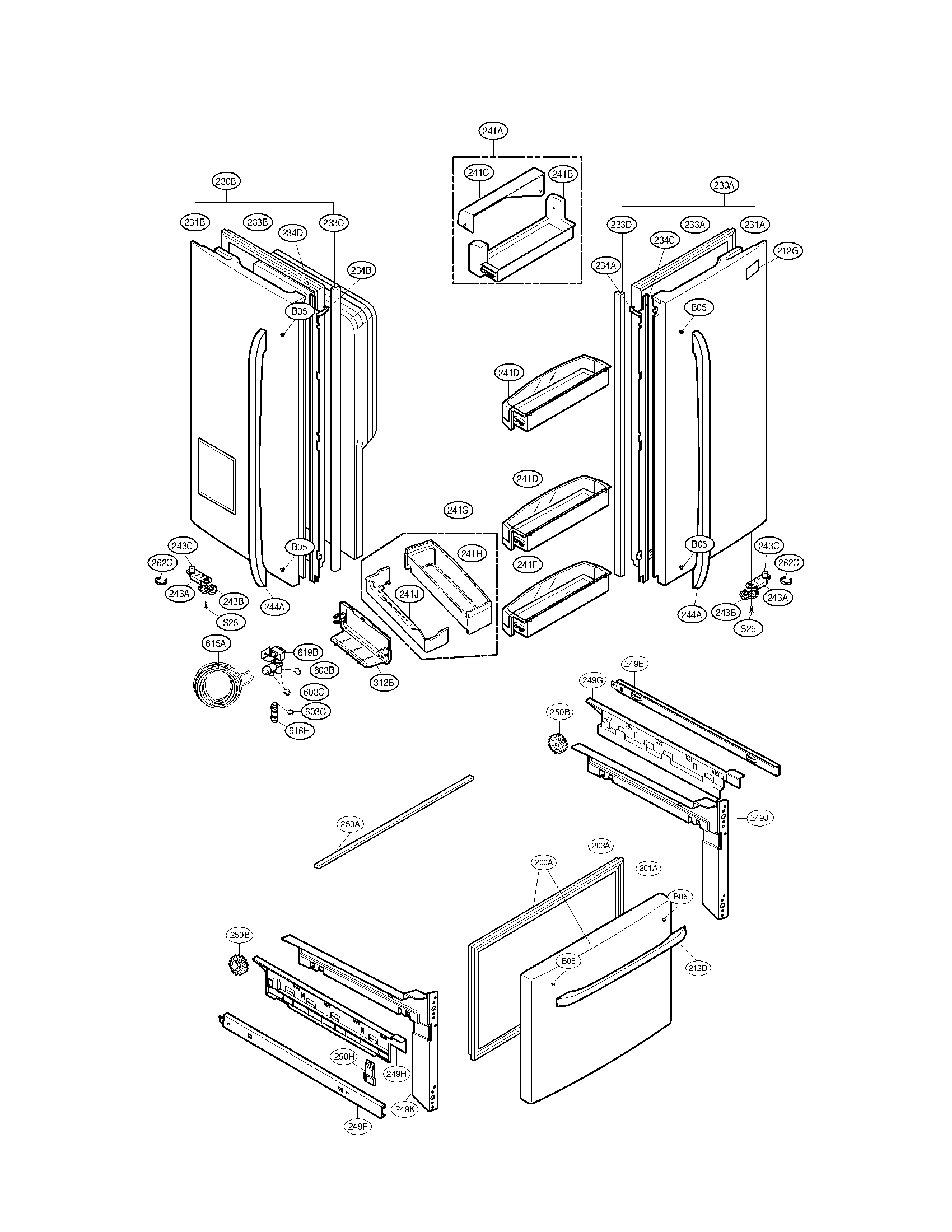 Kenmore 79571022010 door parts diagram