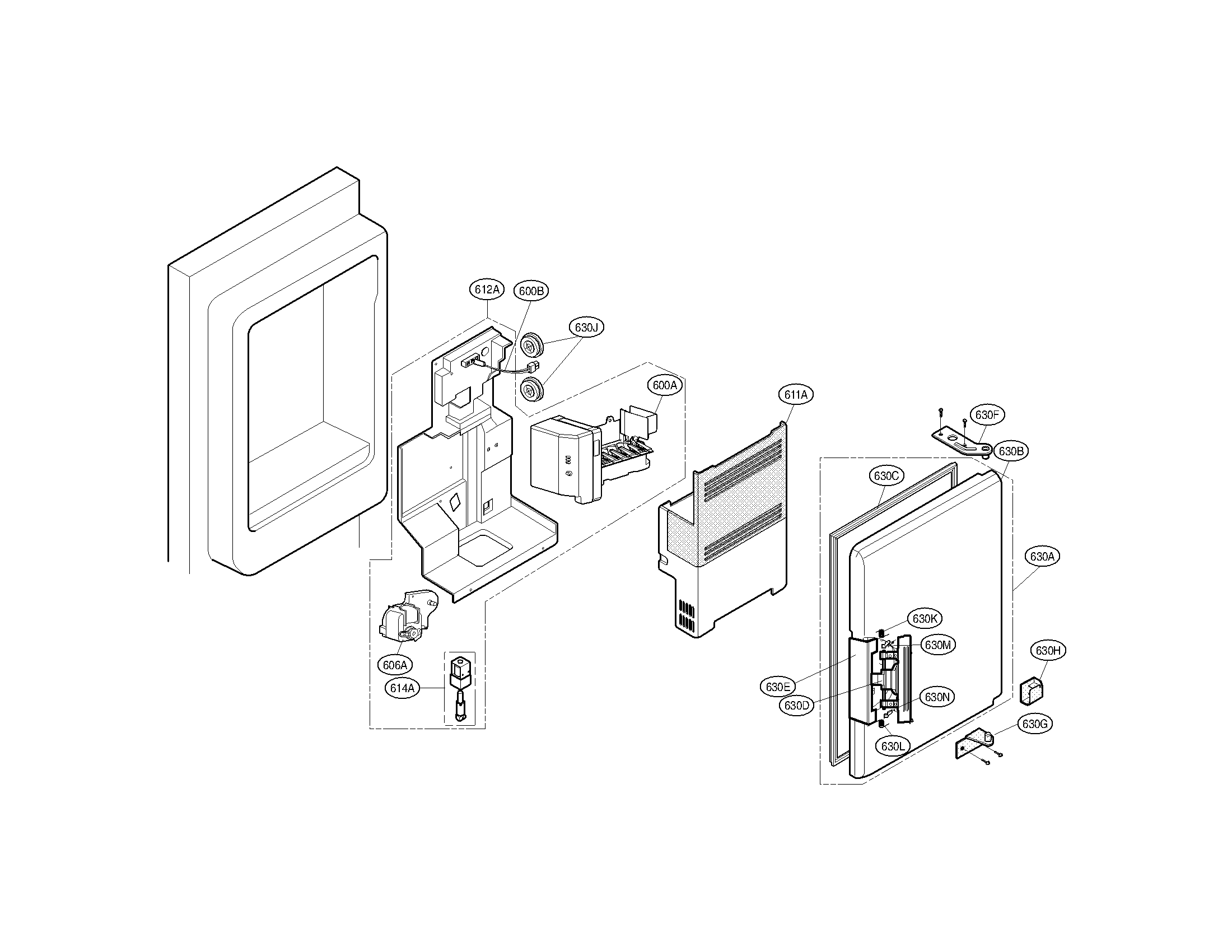 Kenmore 79571026010 ice maker and ice bank parts diagram