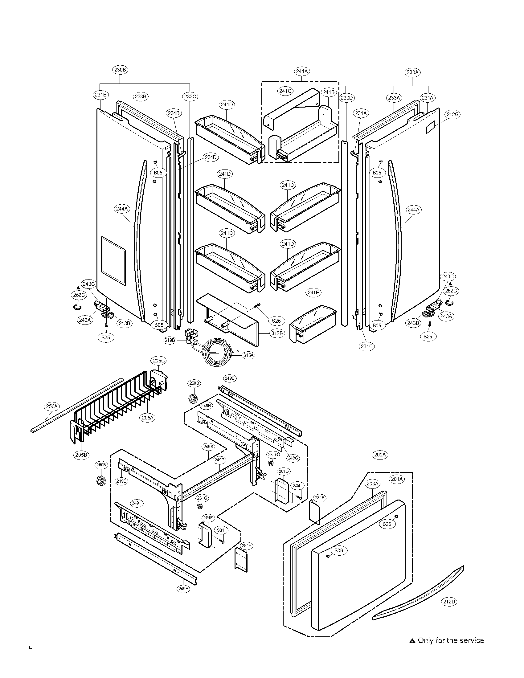 Kenmore Elite 79578544803 door parts diagram