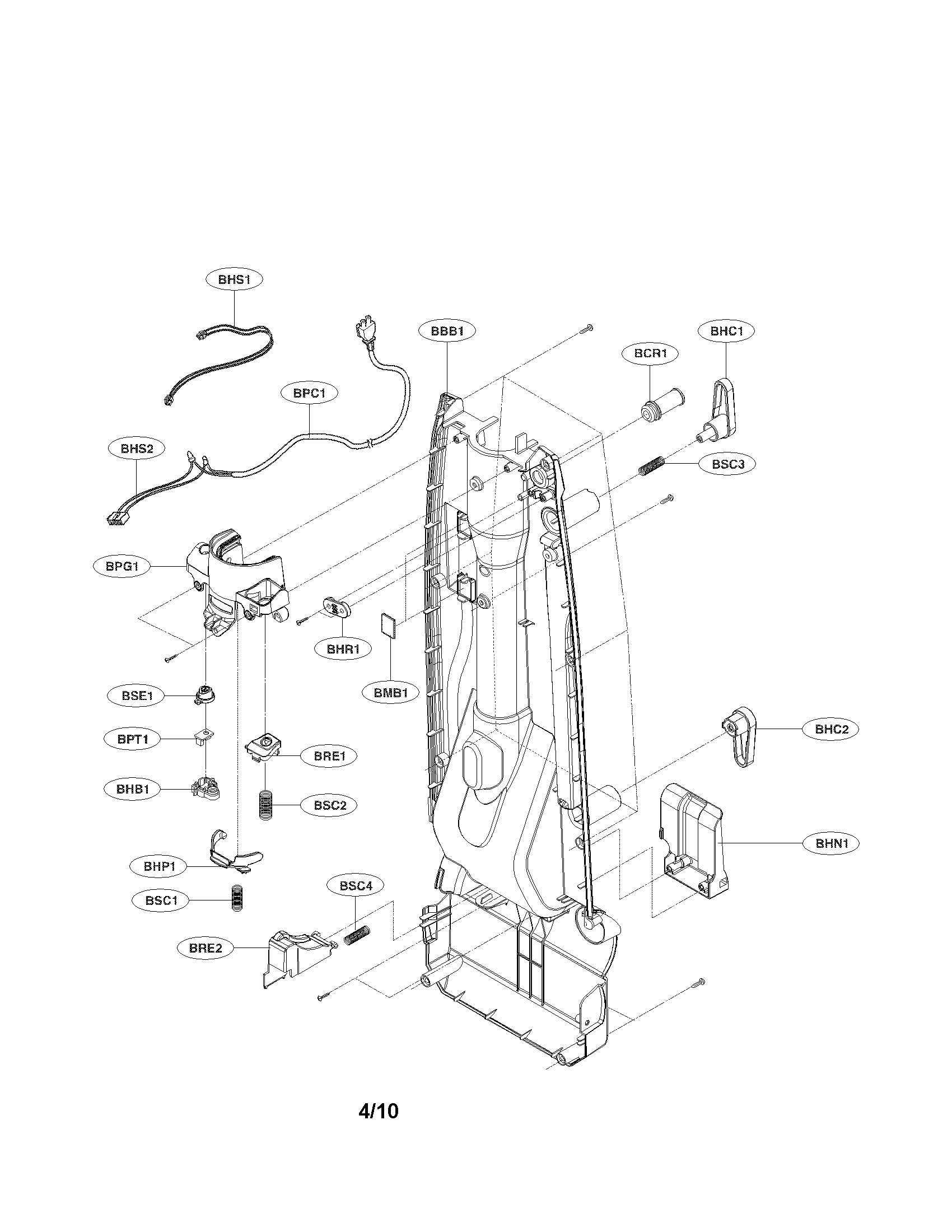 LG LUV300B base and body parts diagram
