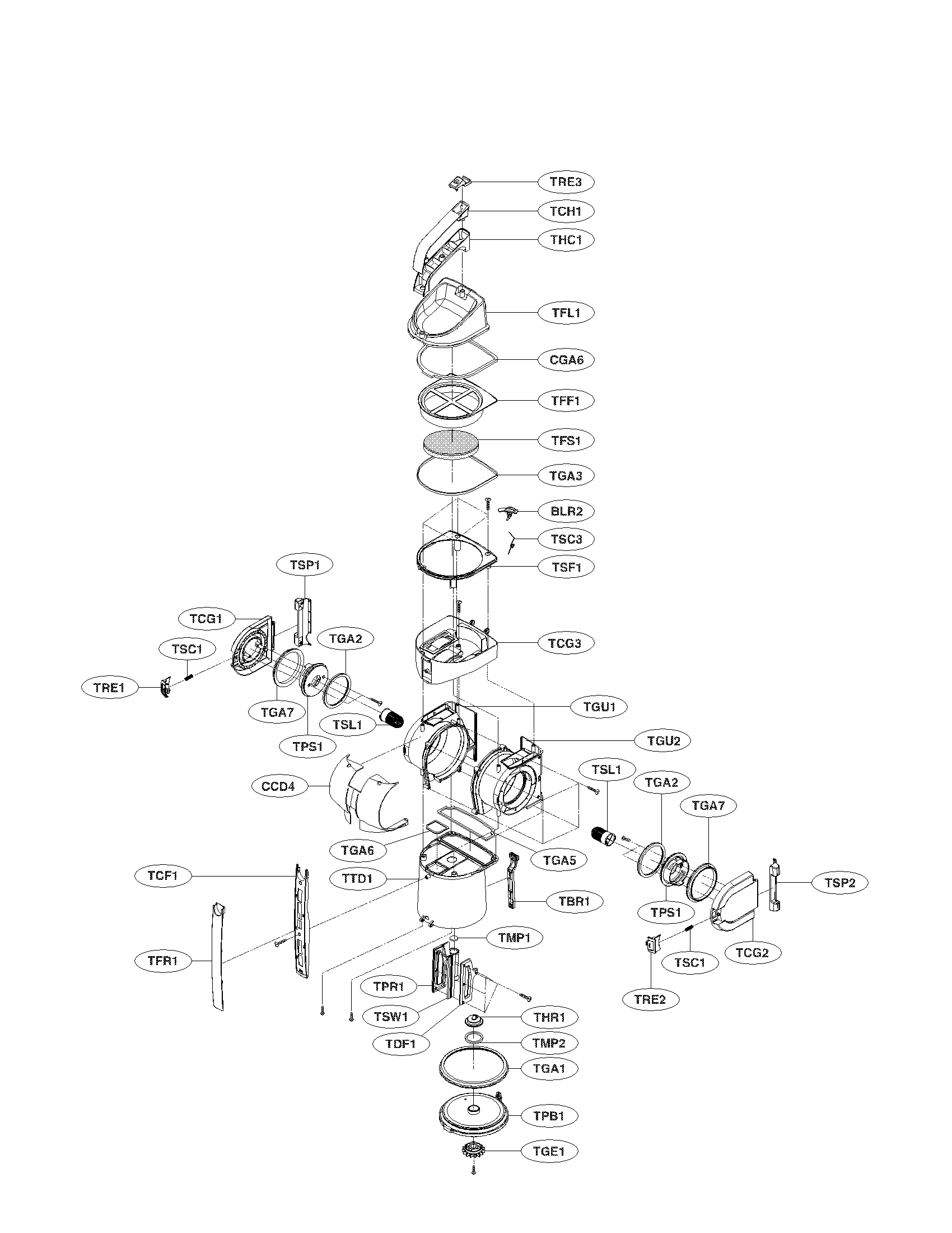 LG LUV300B dust tank parts diagram