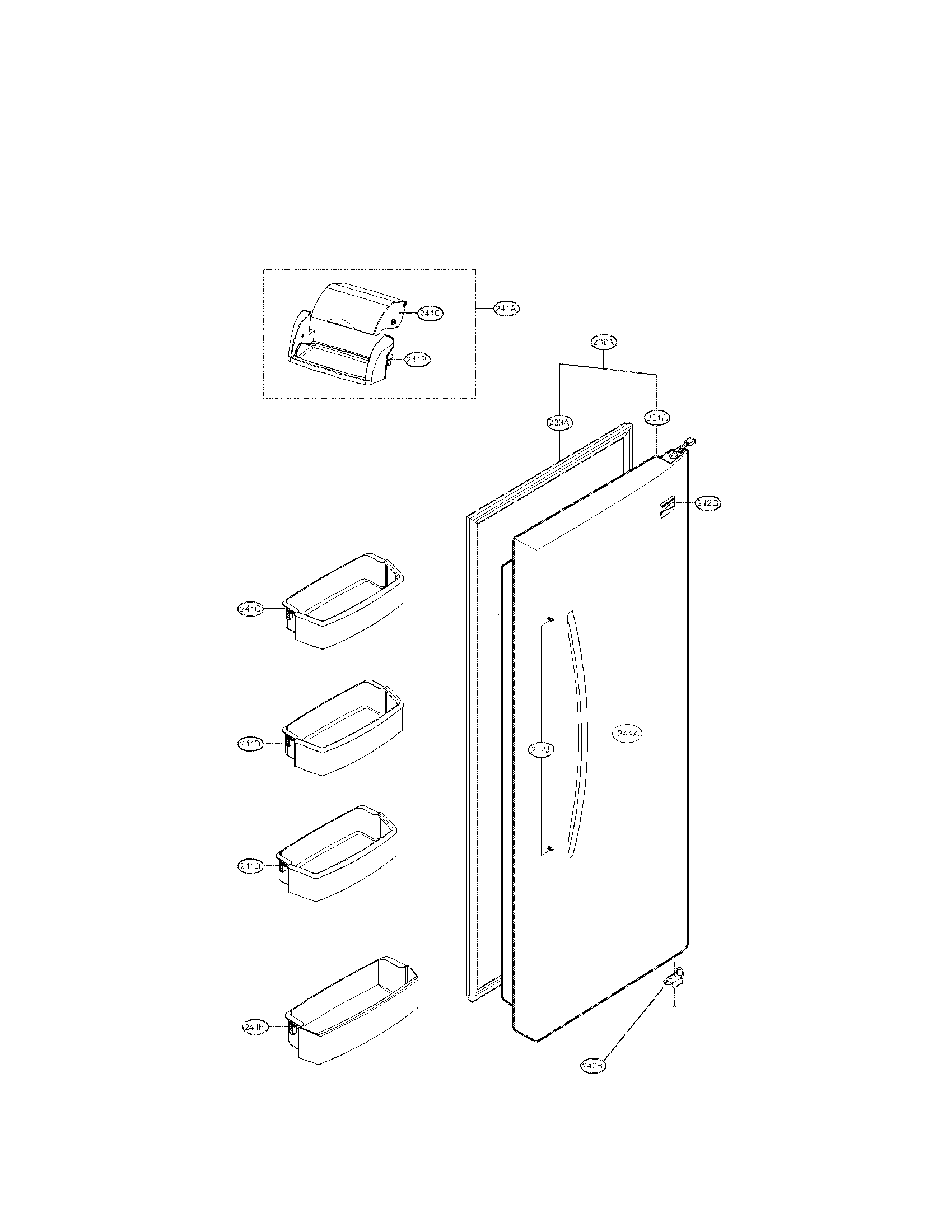 Kenmore 79551034010 ff door parts diagram