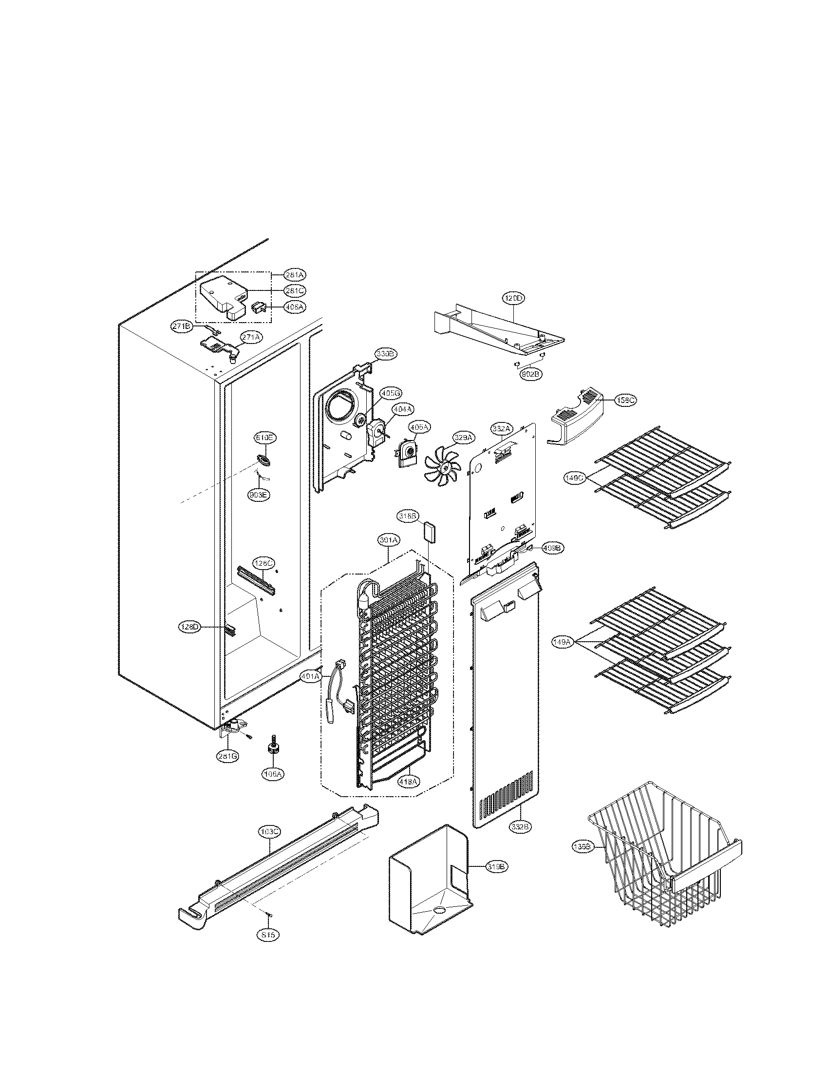 Kenmore 79551034010 freezer parts diagram