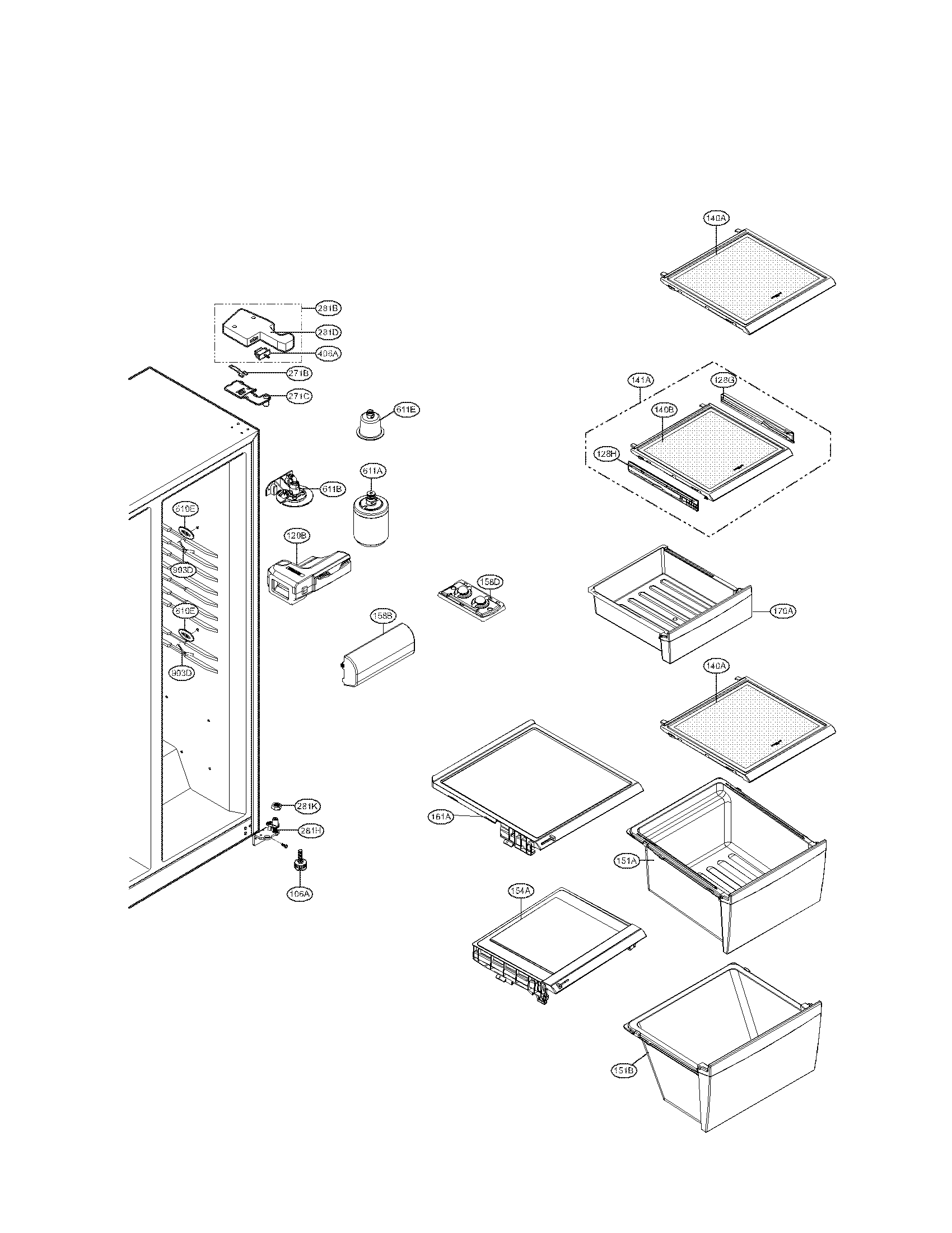 Kenmore 79551034010 refrigerator parts diagram