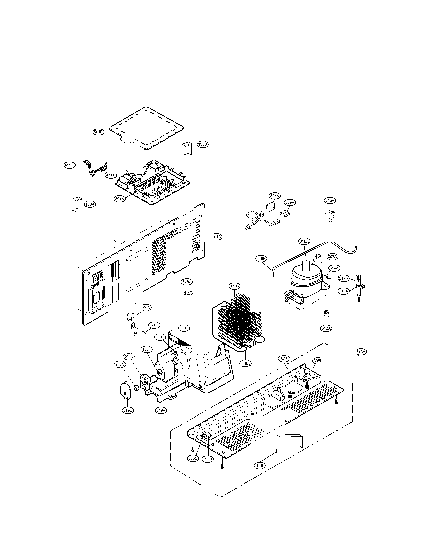 Kenmore 79551034010 case and compressor parts diagram