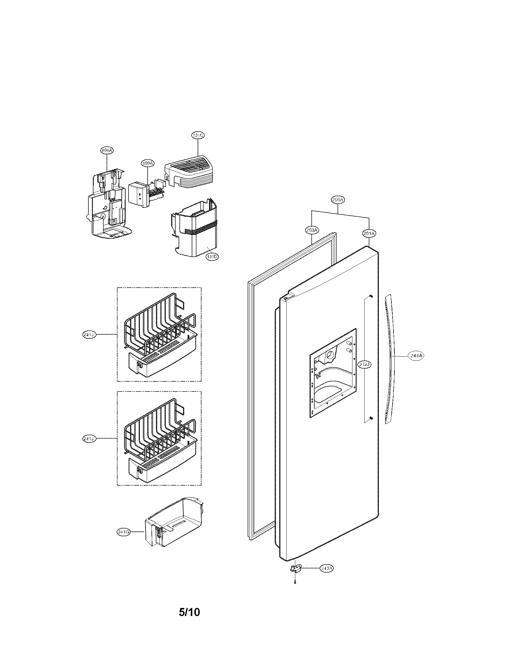 Kenmore Elite 79551083010 freezer door parts diagram