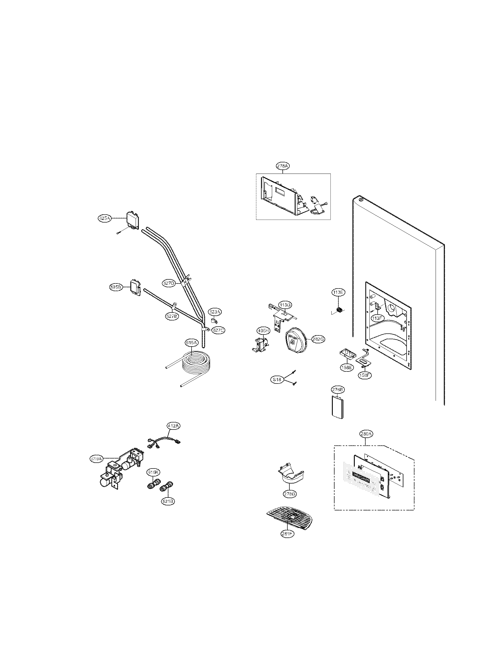 Kenmore Elite 79551089010 ice and water dispenser parts diagram