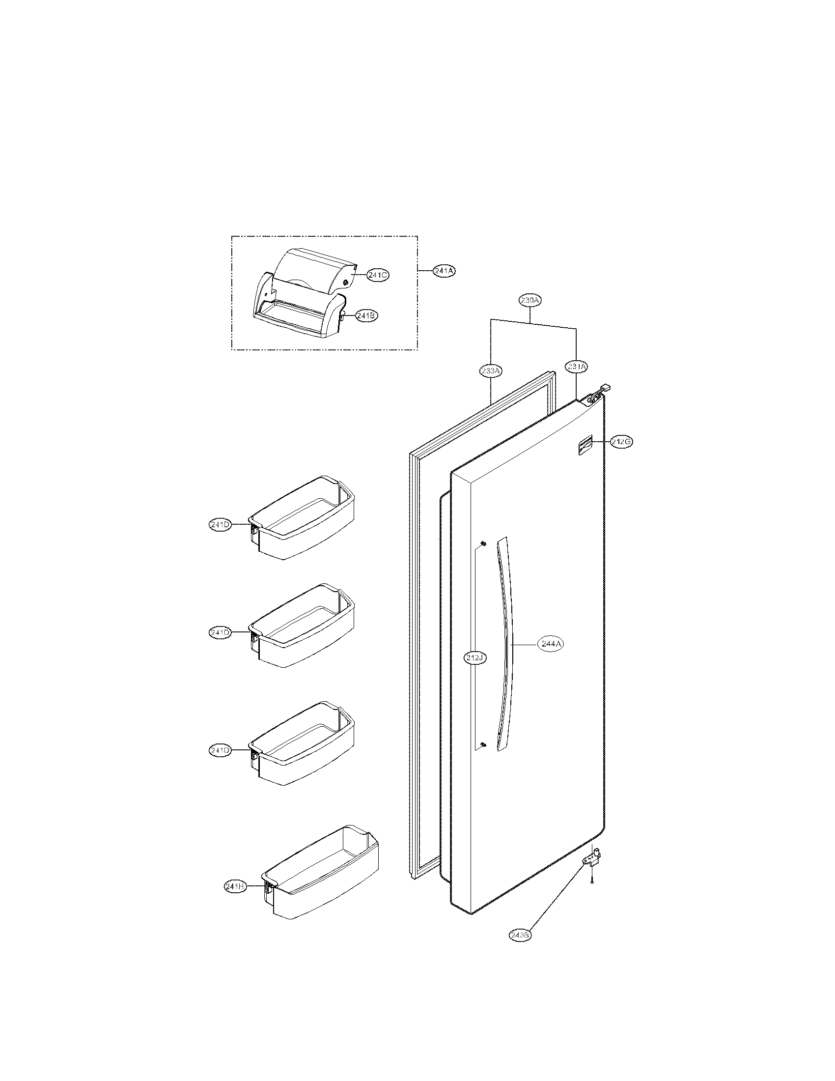 Kenmore Elite 79551372010 refrigerator door parts diagram