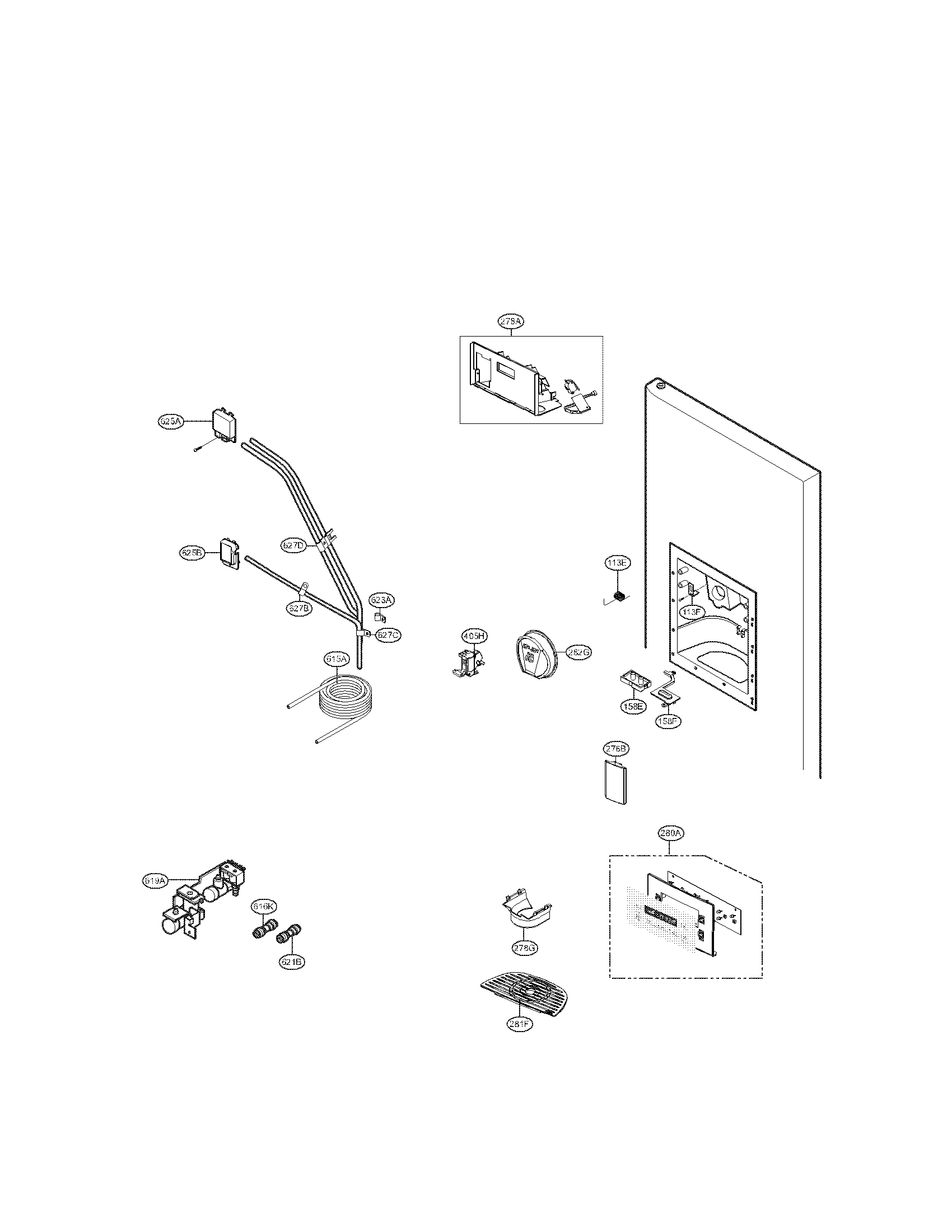Kenmore Elite 79551374010 ice and water dispenser parts diagram