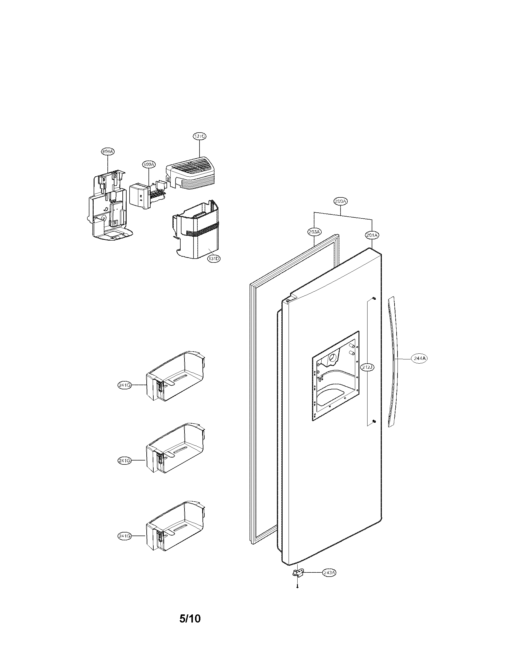 Kenmore Elite 79551379010 freezer door parts diagram