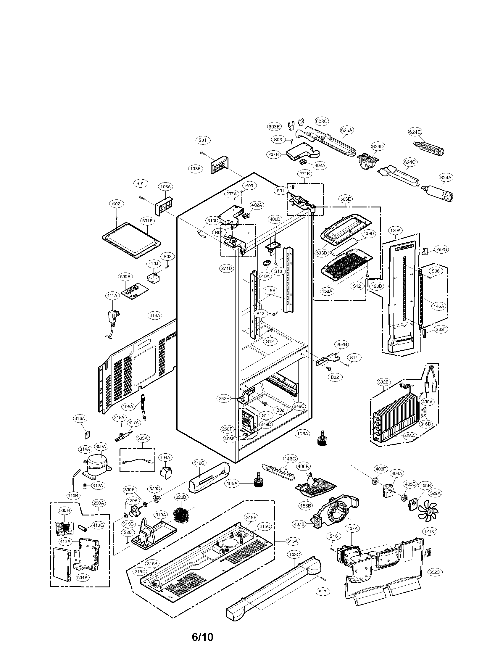 LG LFX25976SW/00 case parts diagram