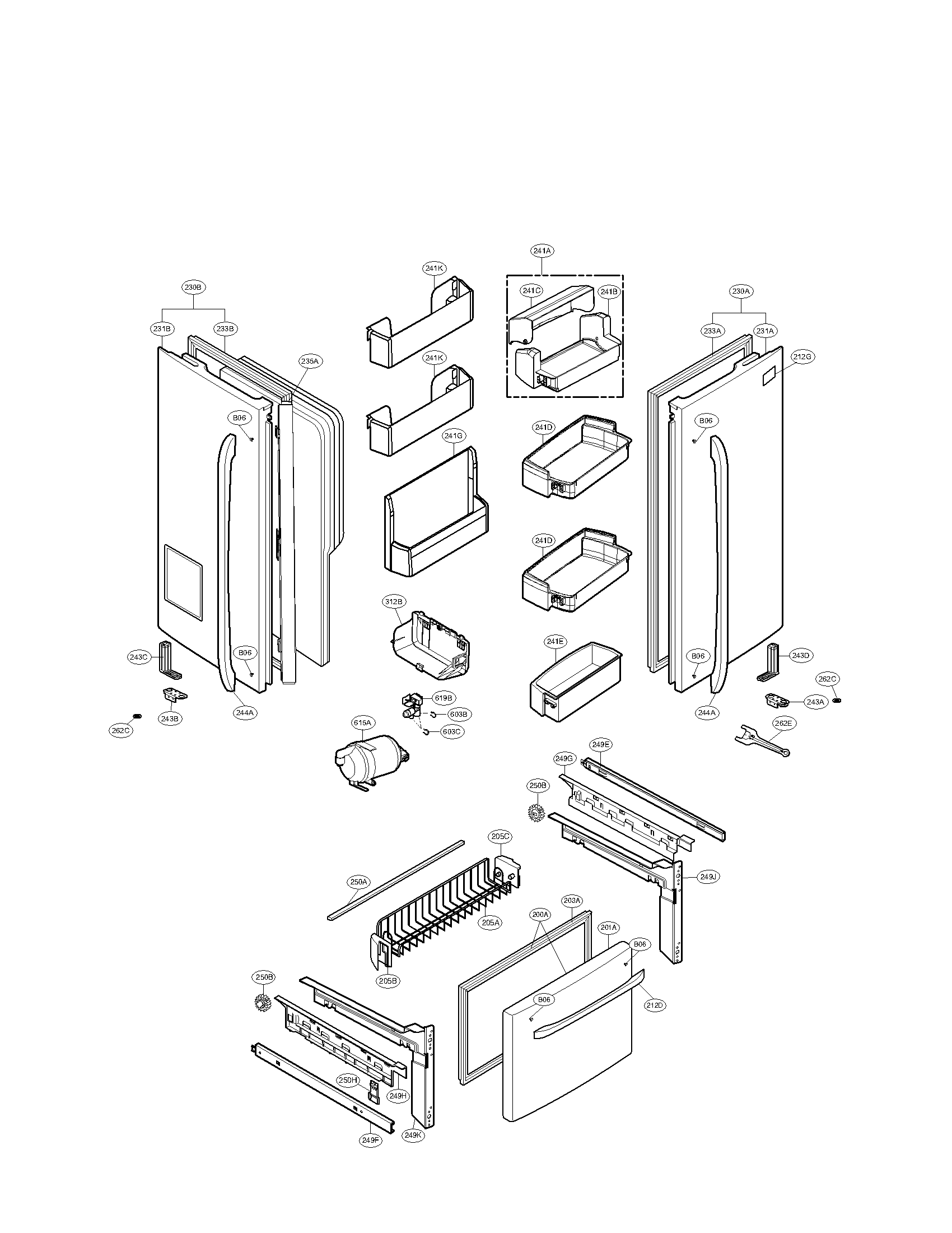 LG LFX25976SW/00 door parts diagram