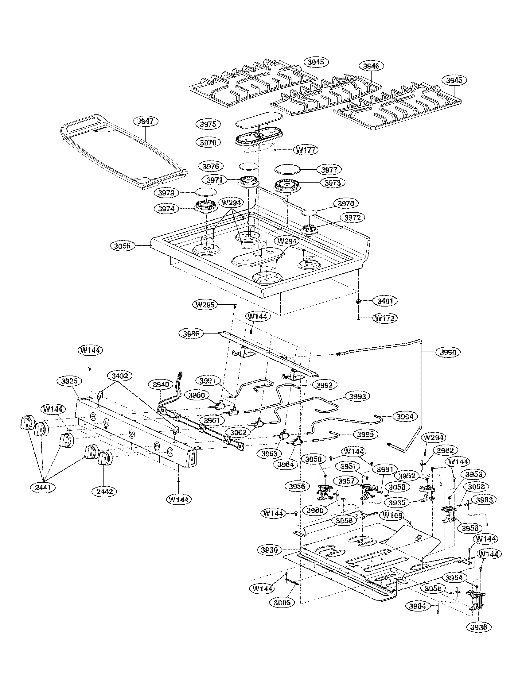 LG LRG3095SB/00 cooktop parts diagram