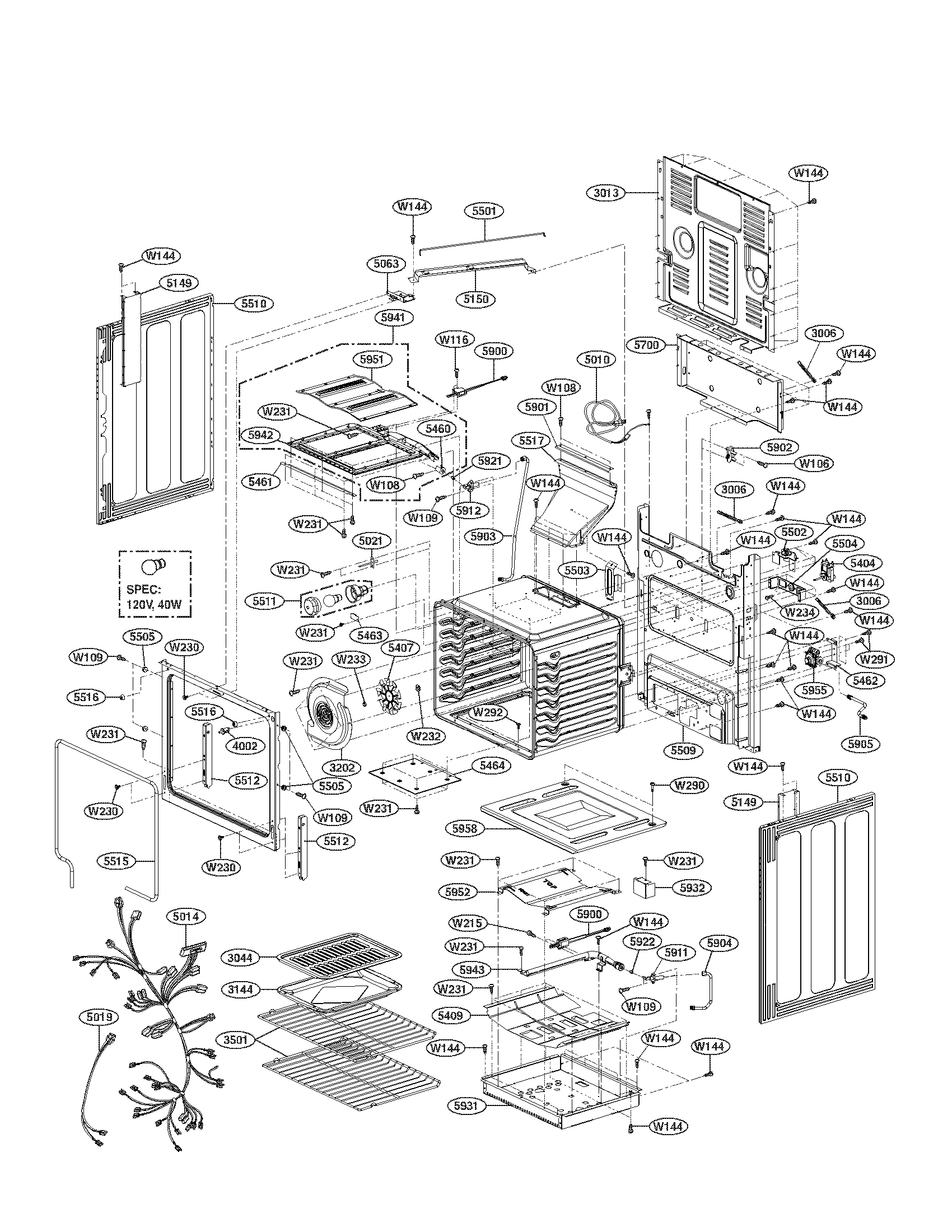 LG LRG3095SB/00 cavity parts diagram