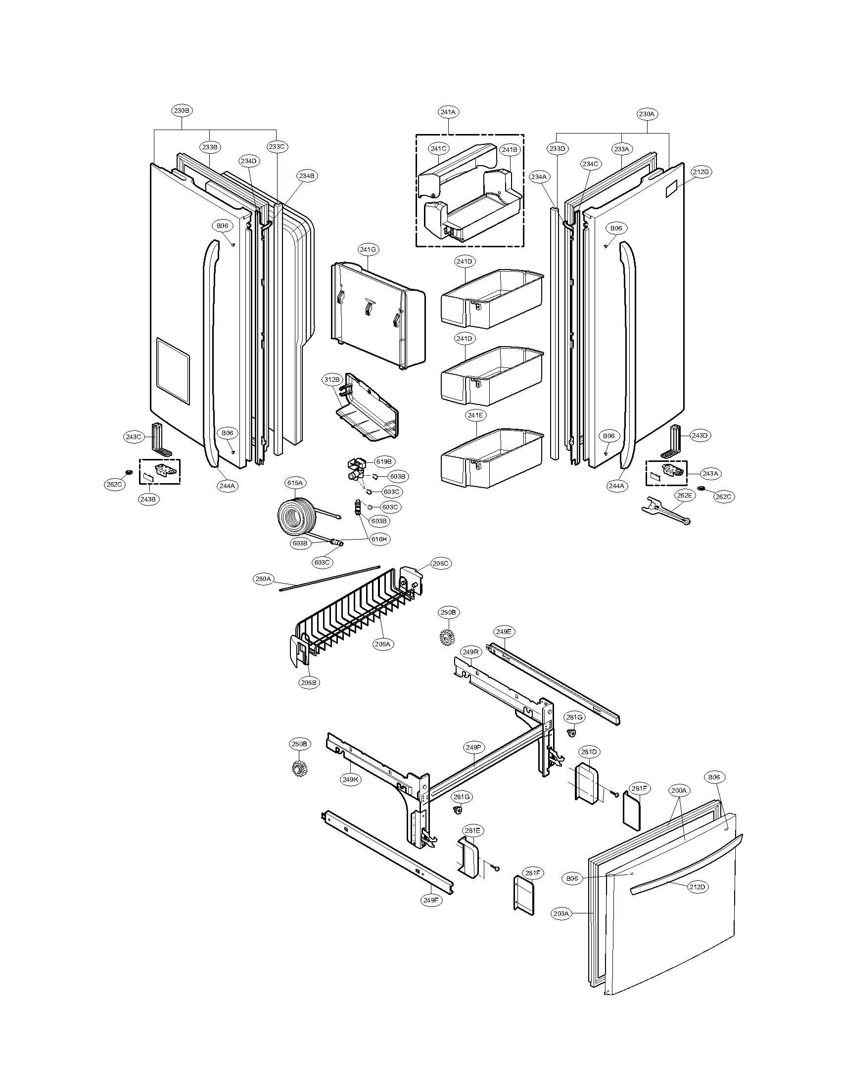 Kenmore Elite 79579782900 door parts diagram