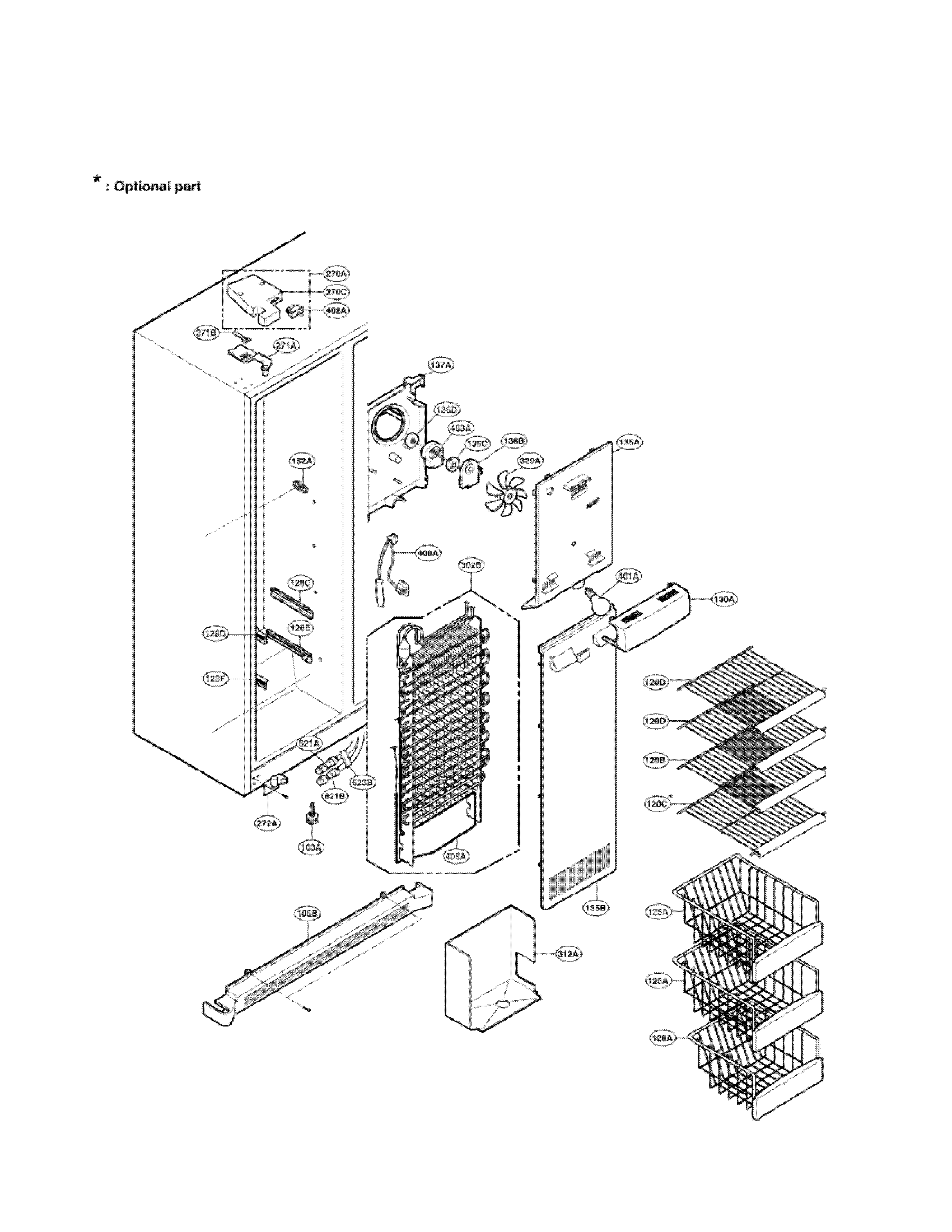 LG LSC27990TT refrigerator compartment parts diagram