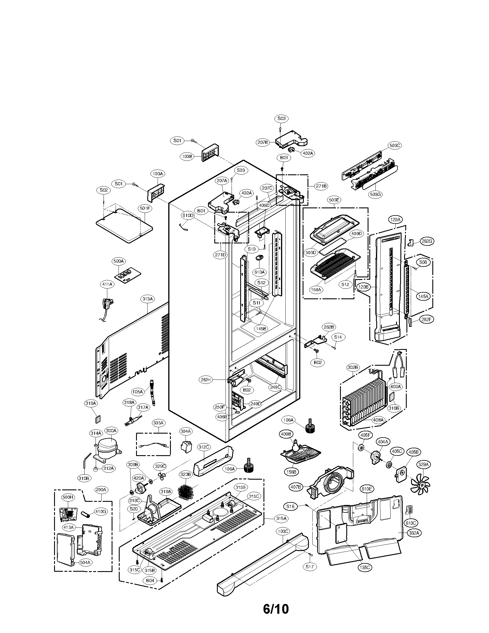 LG LFC25776ST/00 case parts diagram