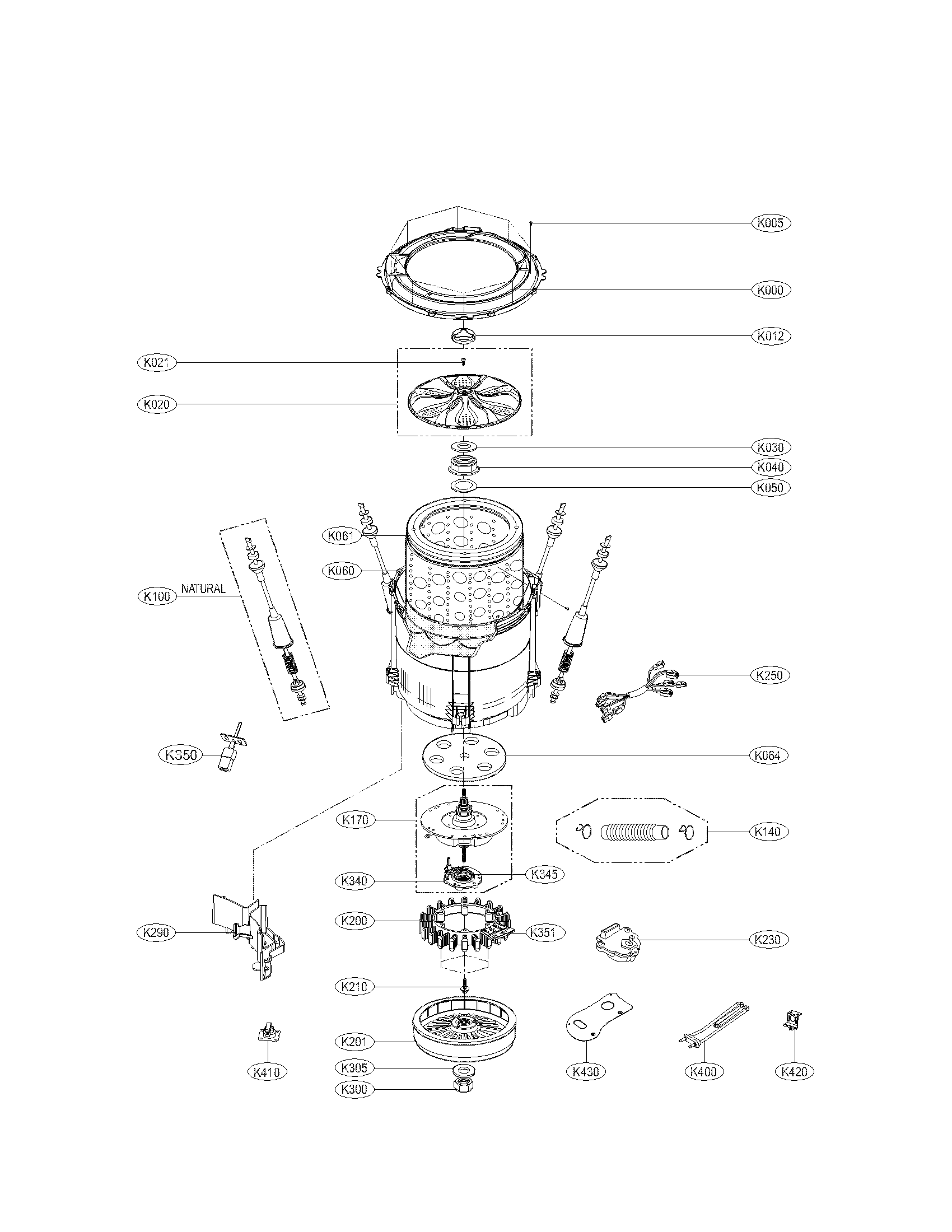 Kenmore Elite 79629278010 tub assembly parts diagram