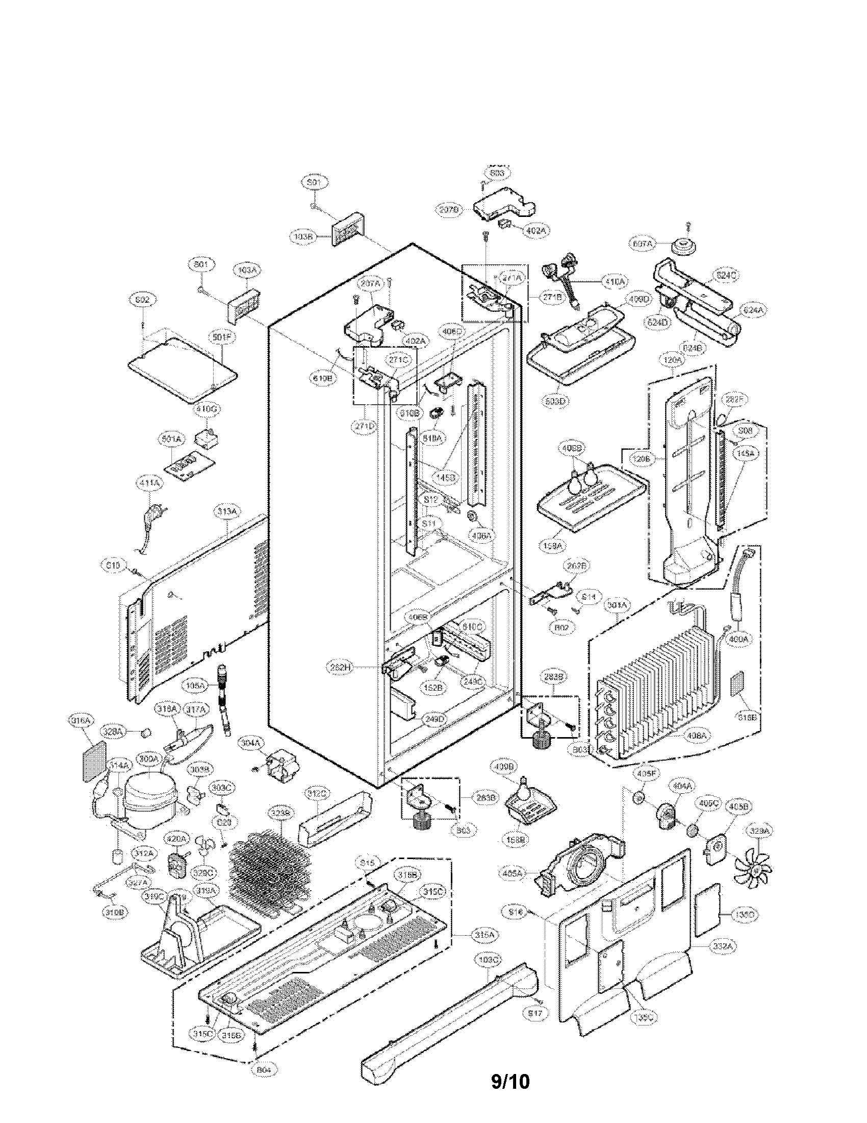 LG LRFD25850ST/00 case parts diagram