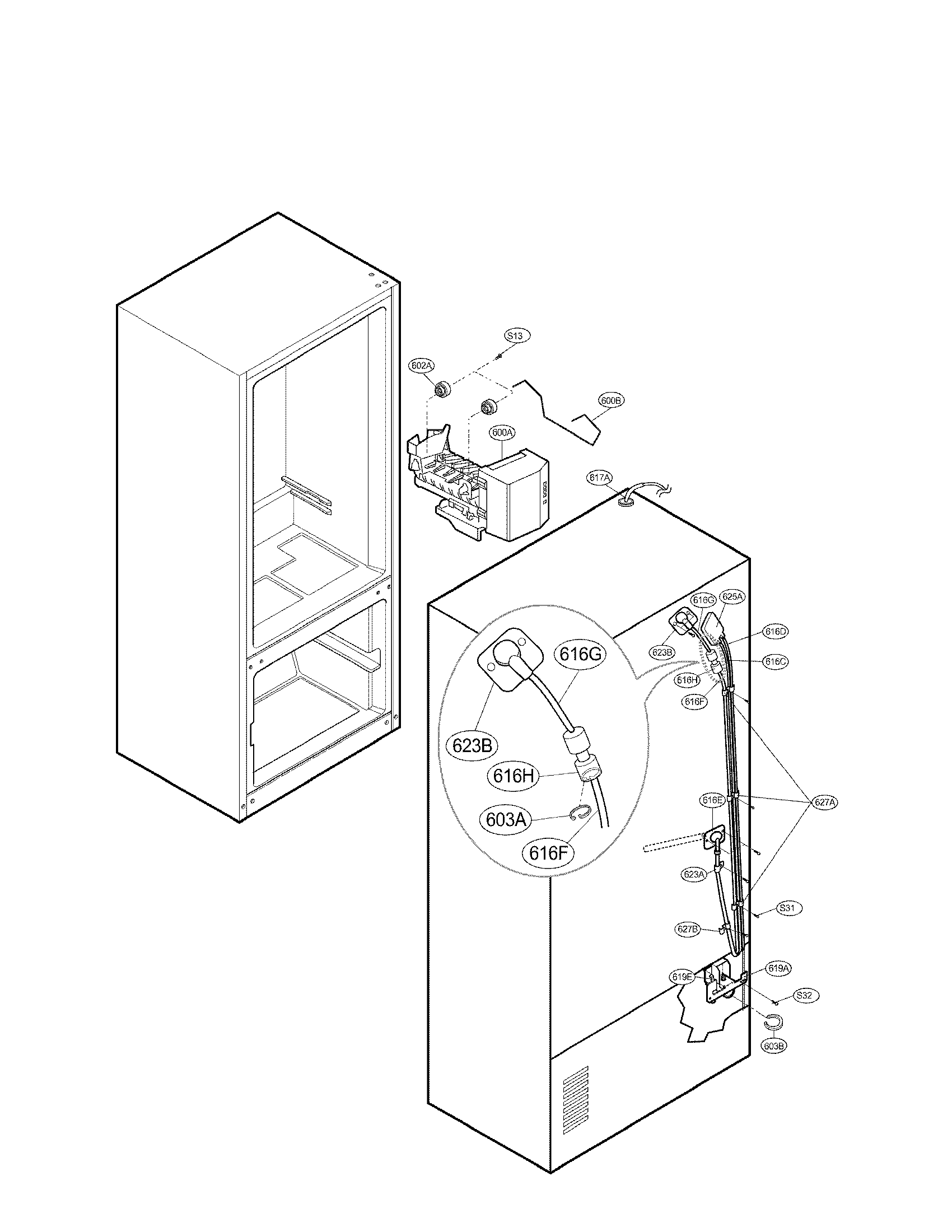 LG LRFD25850ST/00 ice maker parts diagram