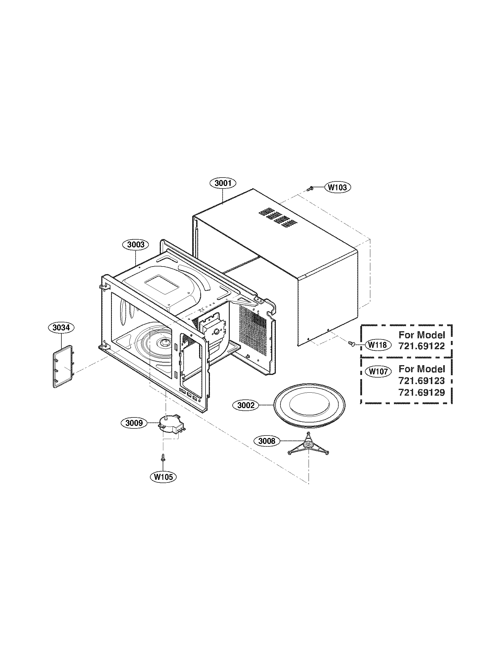 Kenmore 72169129010 oven cavity parts diagram
