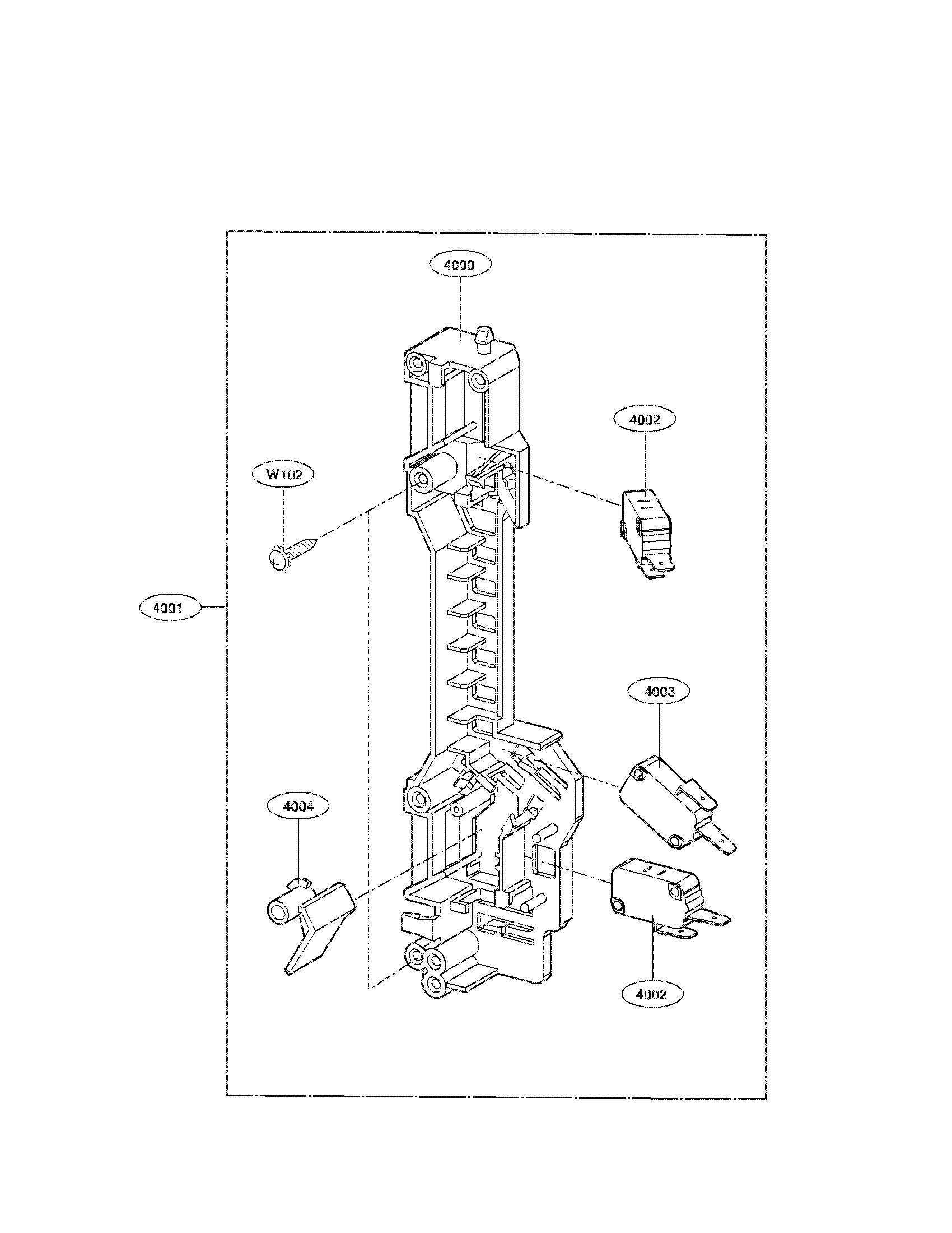 Kenmore 72185063010 latchboard parts assembly diagram