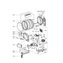 Kenmore Elite 79681722010 drum and motor parts assembly diagram