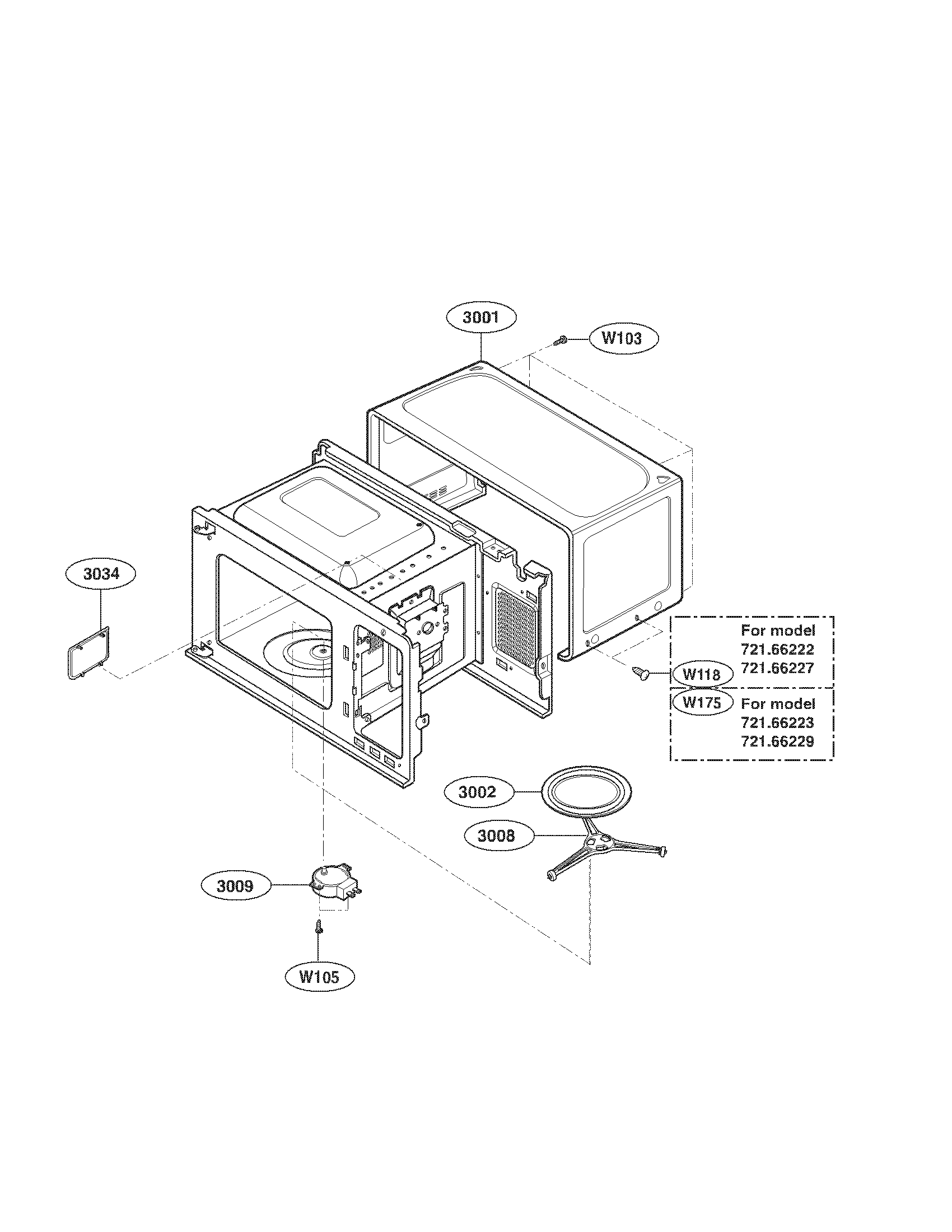 Kenmore 72166227700 oven cavity parts diagram