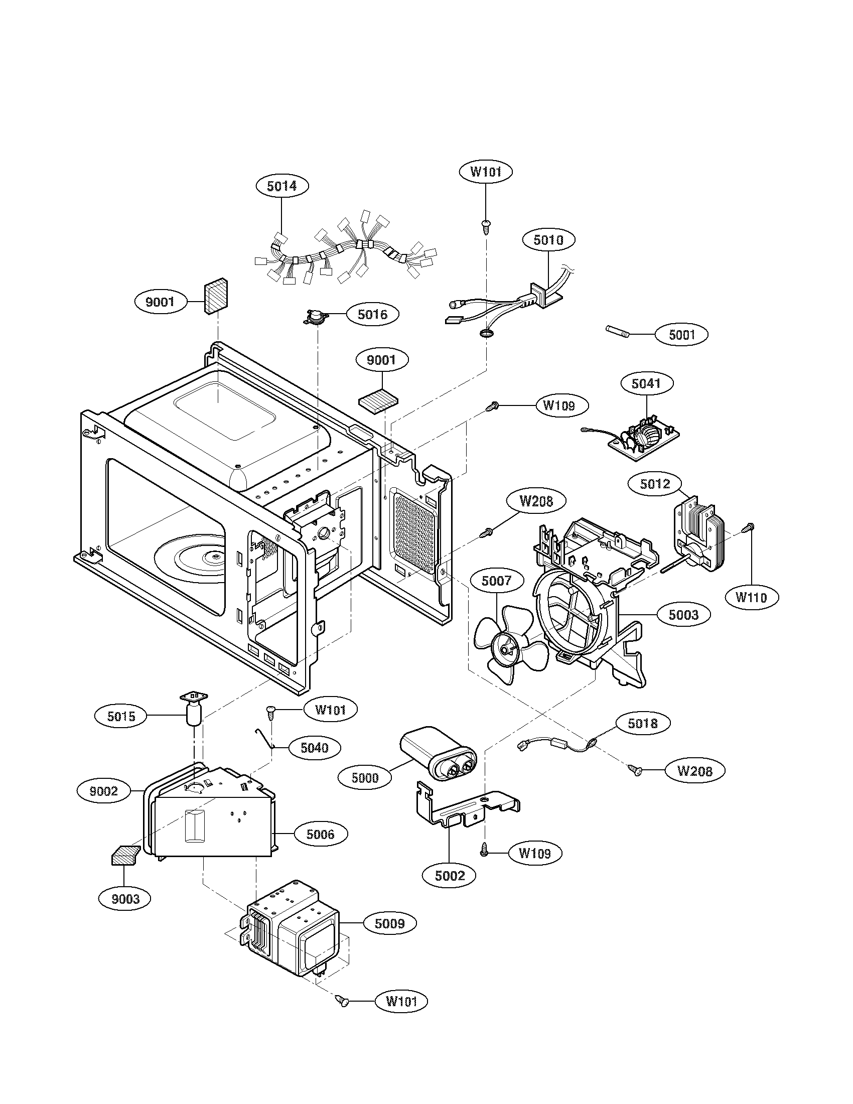 Kenmore 72166227700 interior parts diagram