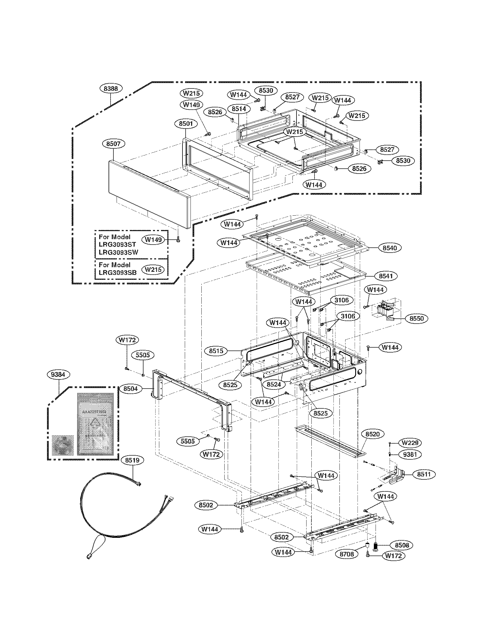 LG LRG3093ST/00 drawer parts diagram