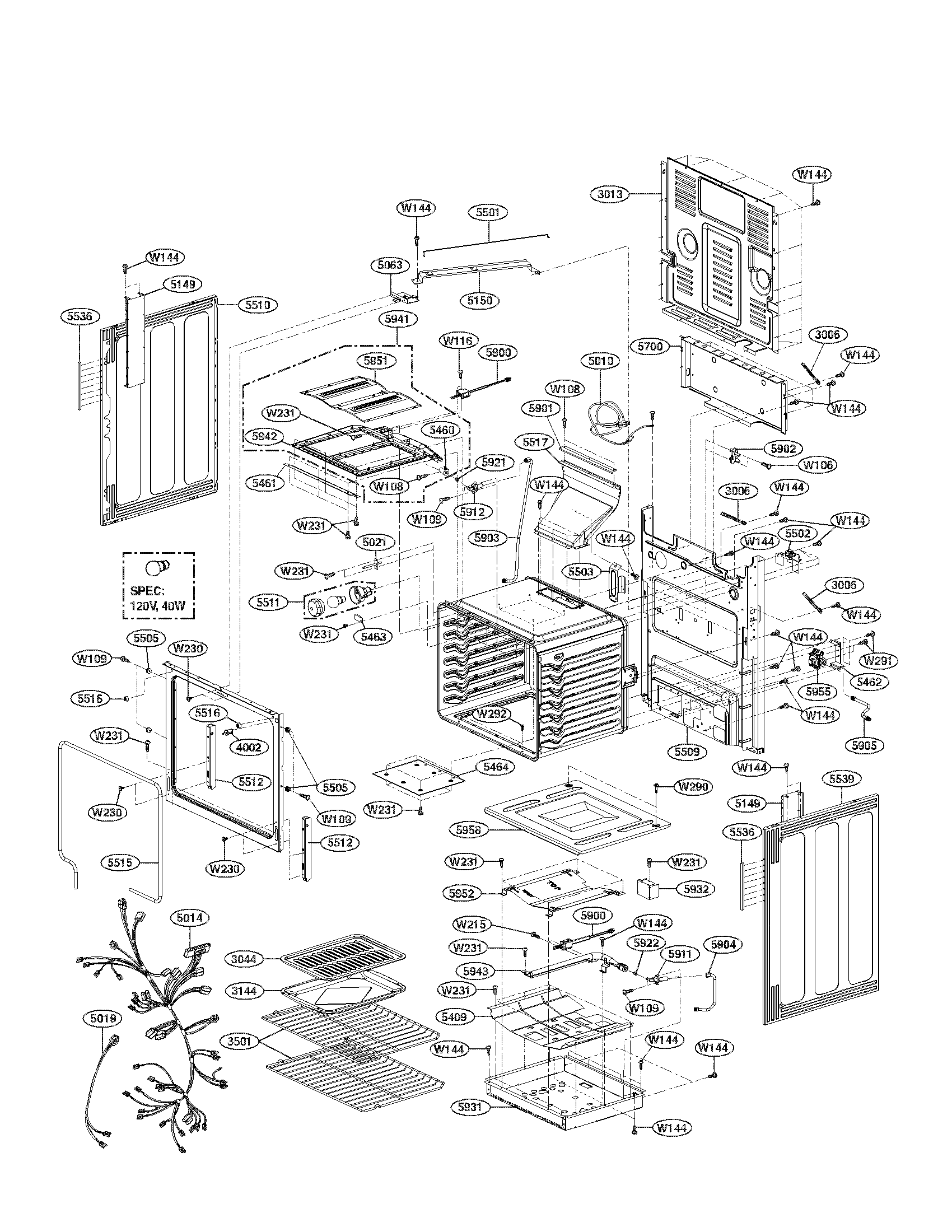 LG LRG3093ST/00 cavity part diagram