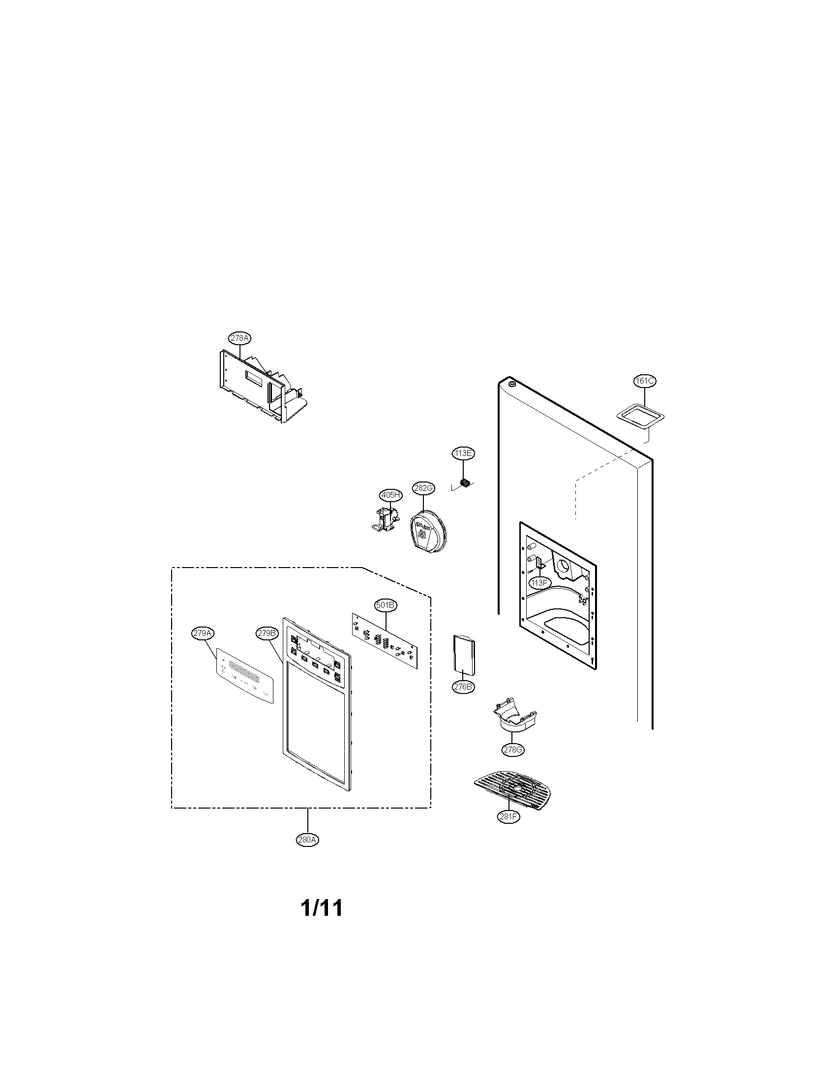 Kenmore 79551326011 dispenser parts diagram