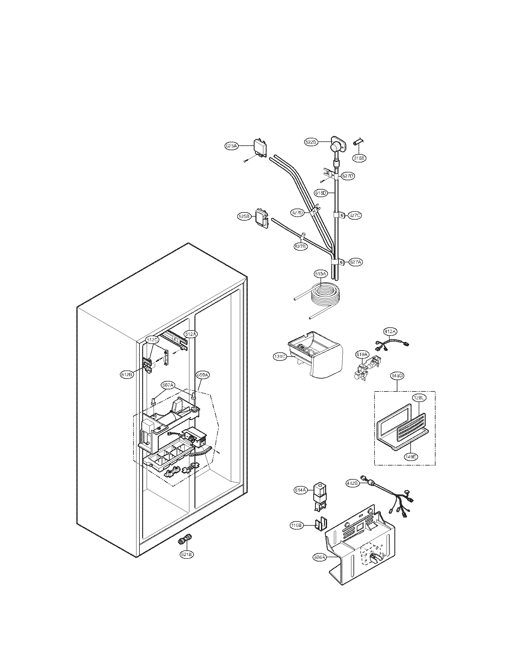 Kenmore 79551016011 ice and water parts diagram