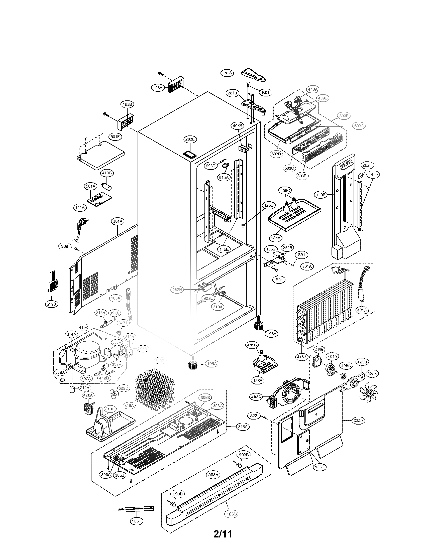 Kenmore Elite 79576283600 case parts diagram