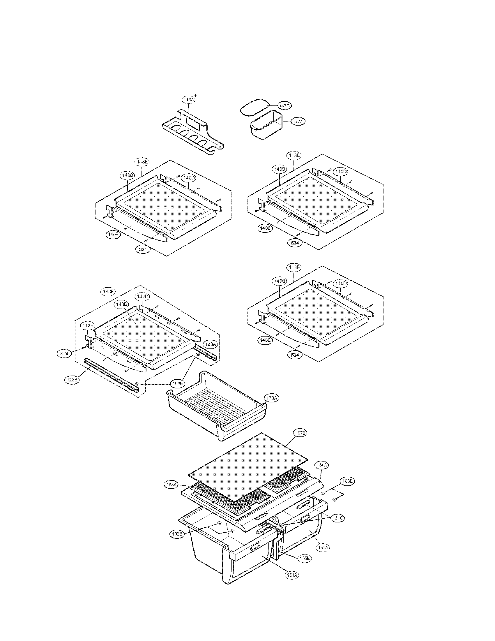 Kenmore Elite 79576283600 refrigerator parts diagram