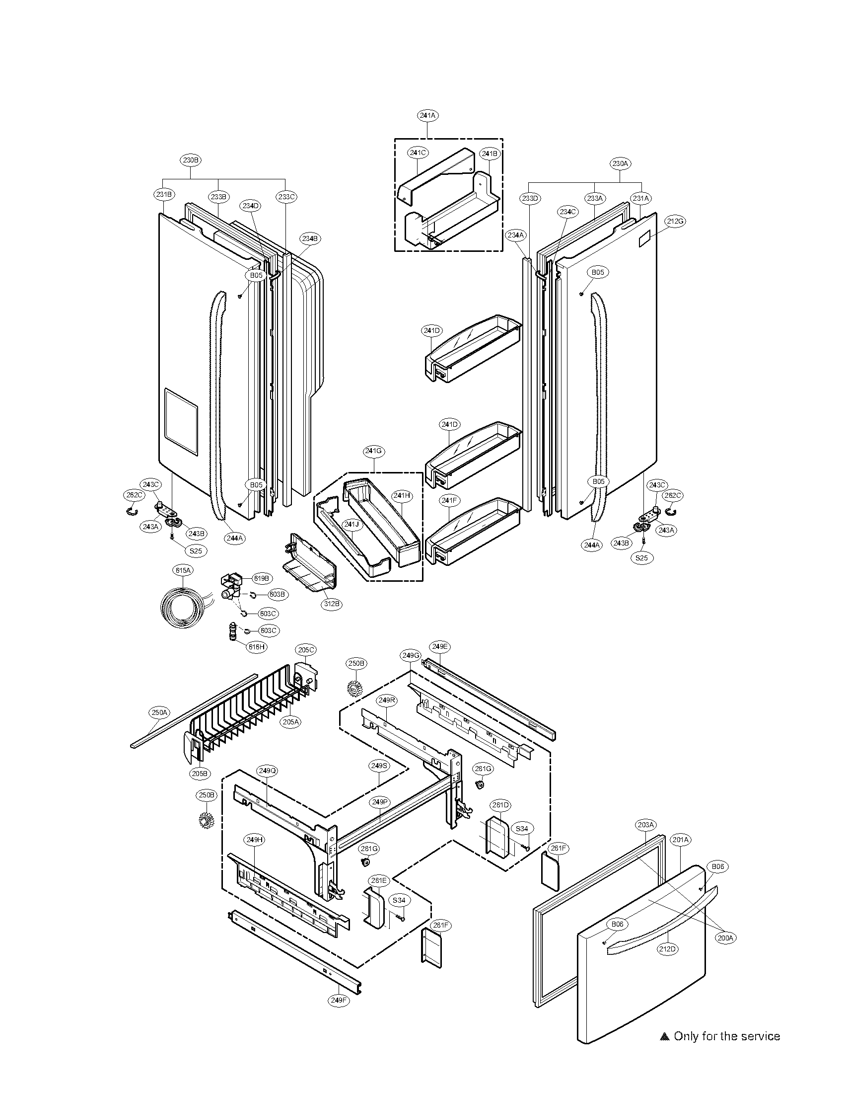 Kenmore Elite 79579753903 door parts diagram