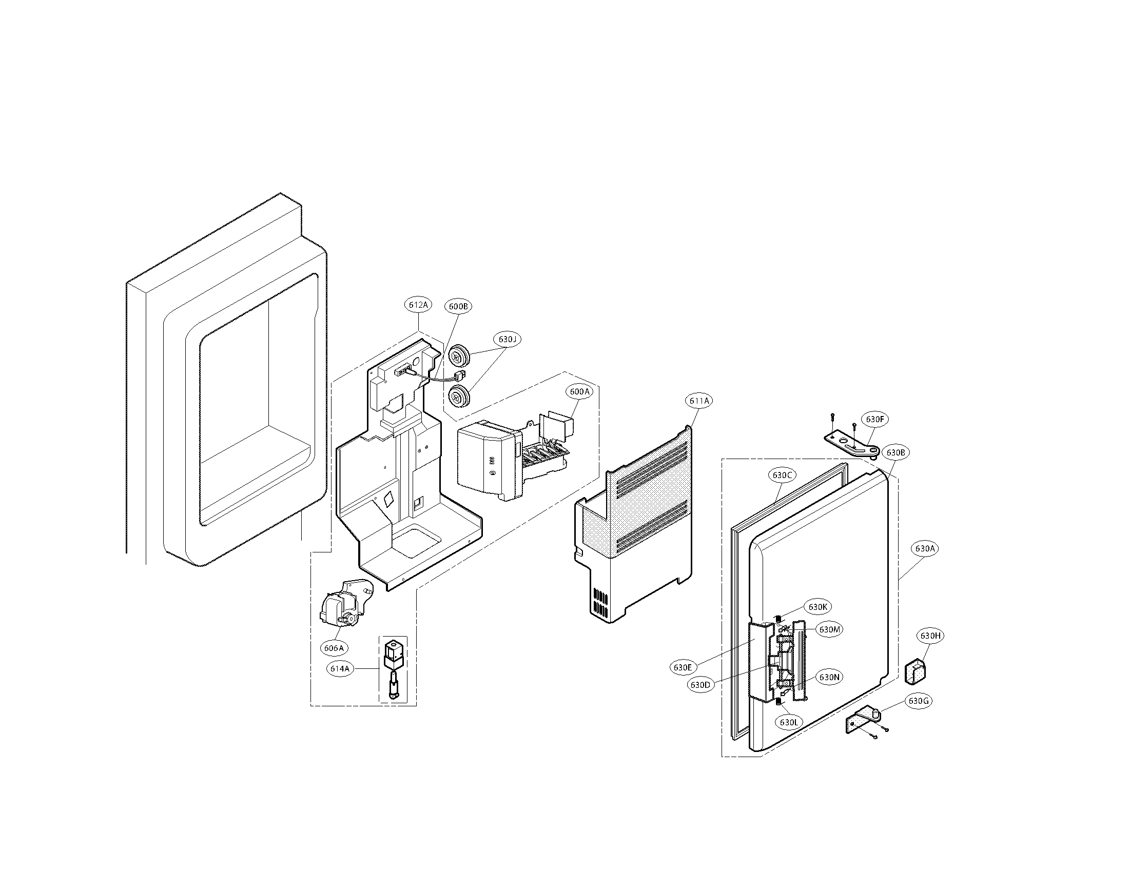 Kenmore Elite 79579753903 ice maker and ice bank parts diagram