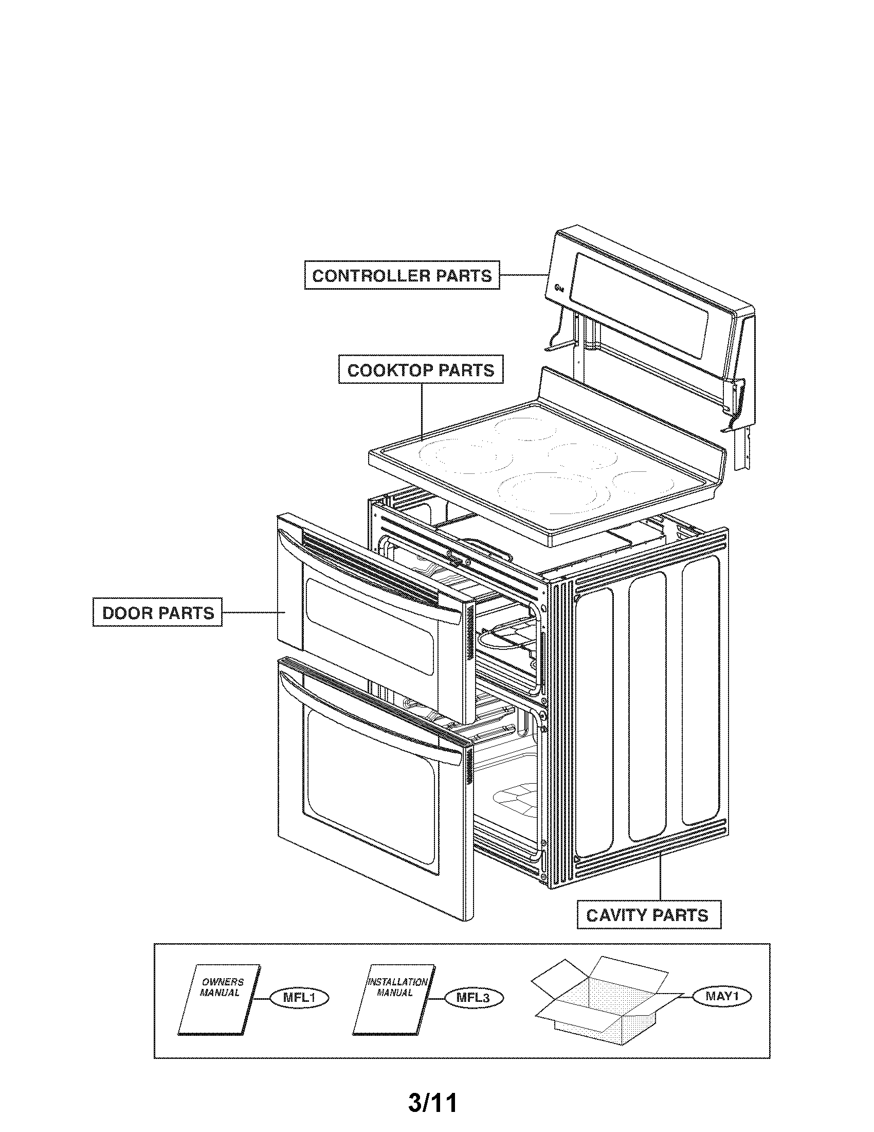 LG LDE3017ST/00 accessory parts diagram