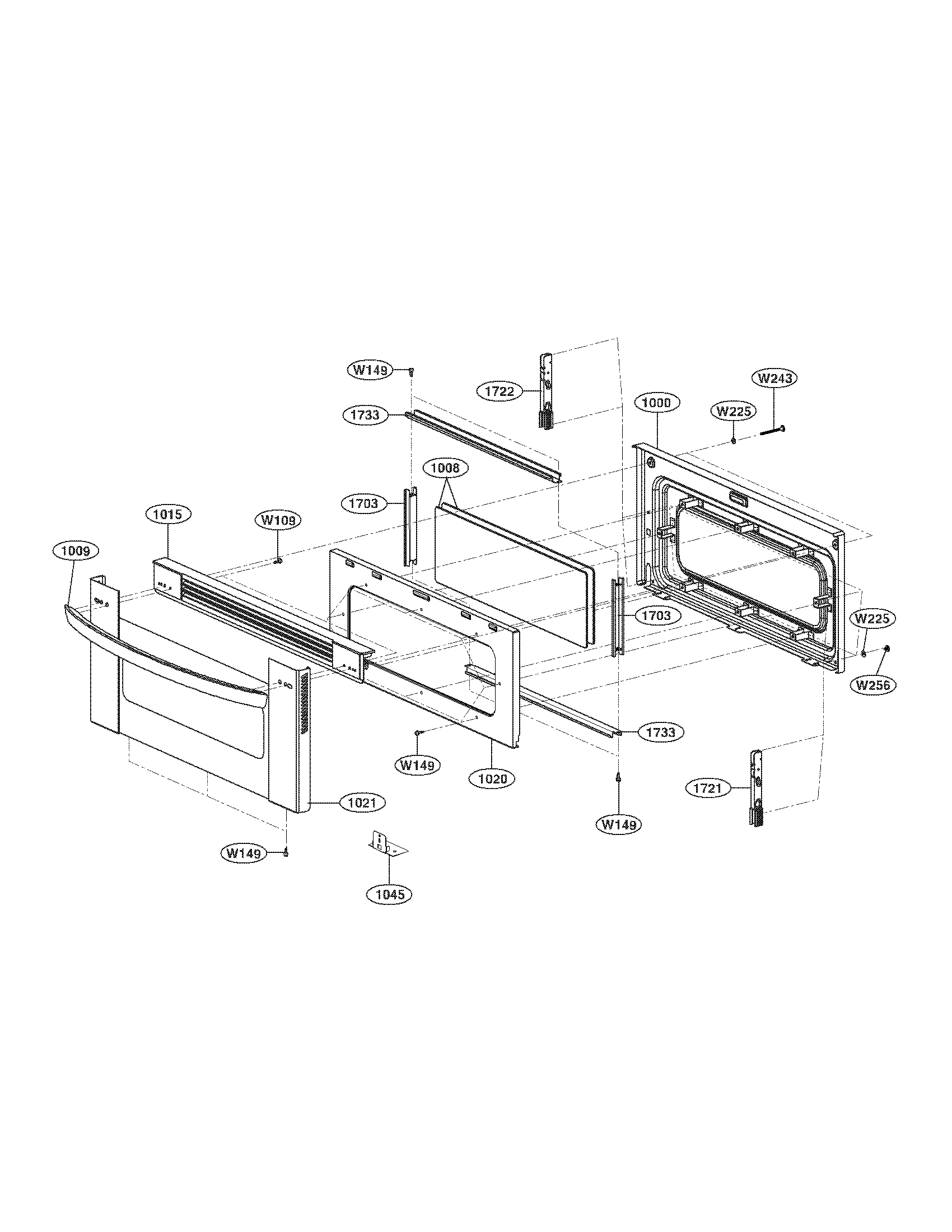 LG LDE3017ST/00 upper door parts diagram