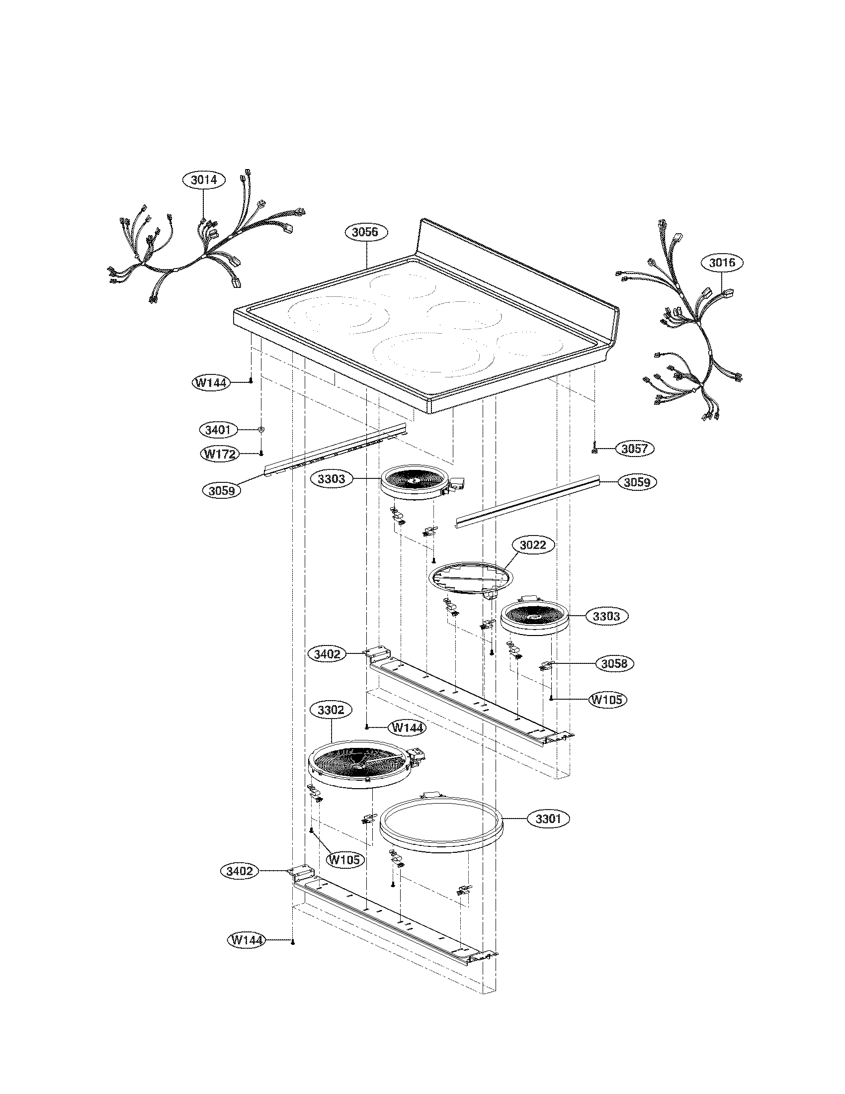 LG LDE3017ST/00 cooktop parts diagram