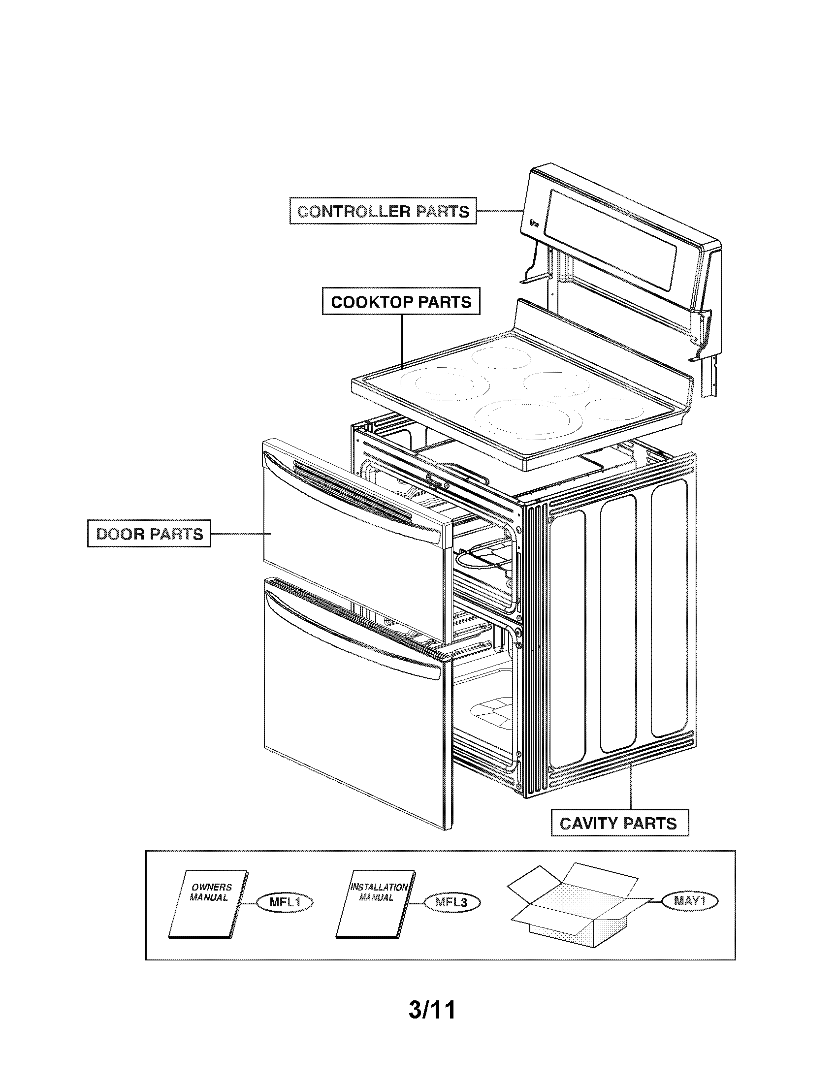 LG LDE3017SW/00 accessory parts diagram