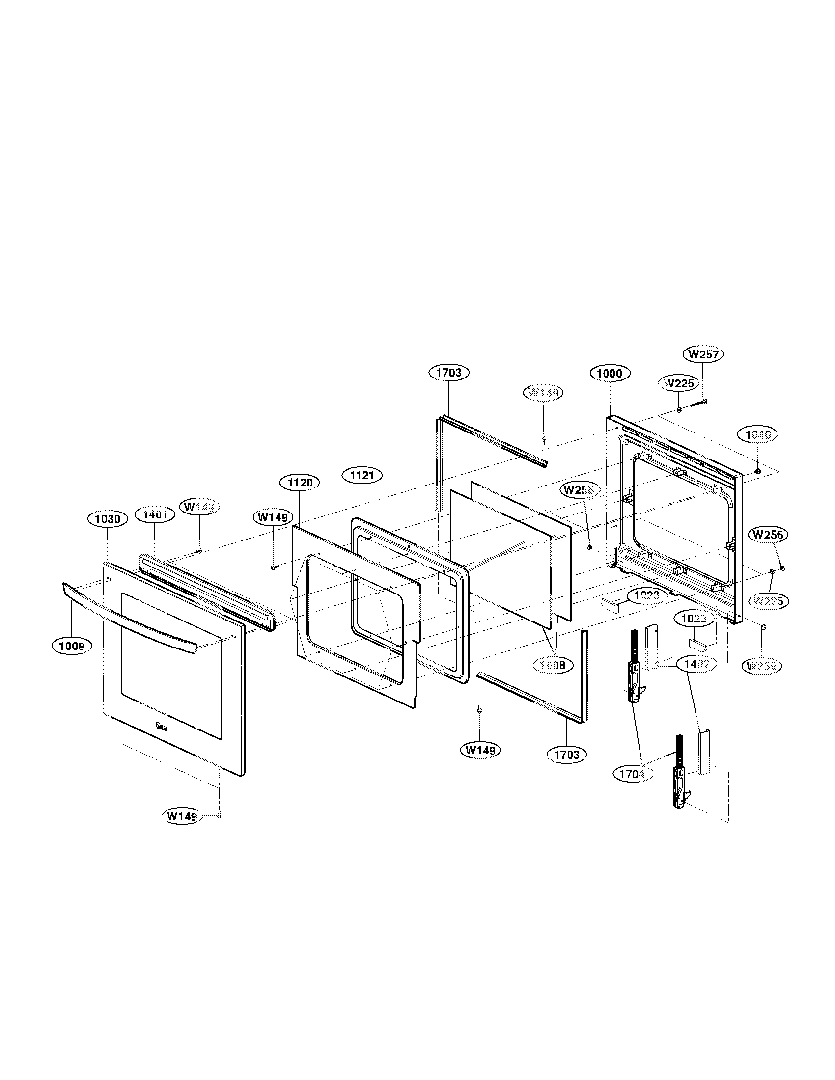 LG LWS3010ST upper door parts diagram