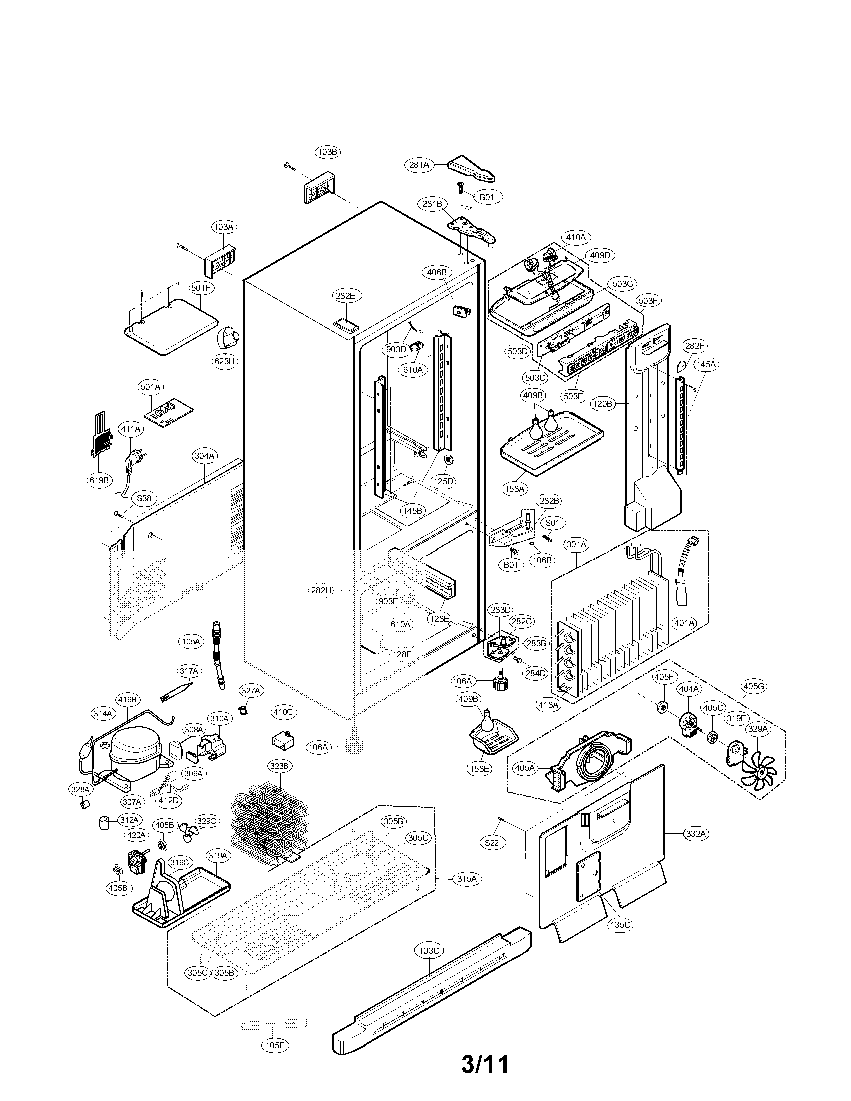 Kenmore 79568274900 case parts diagram